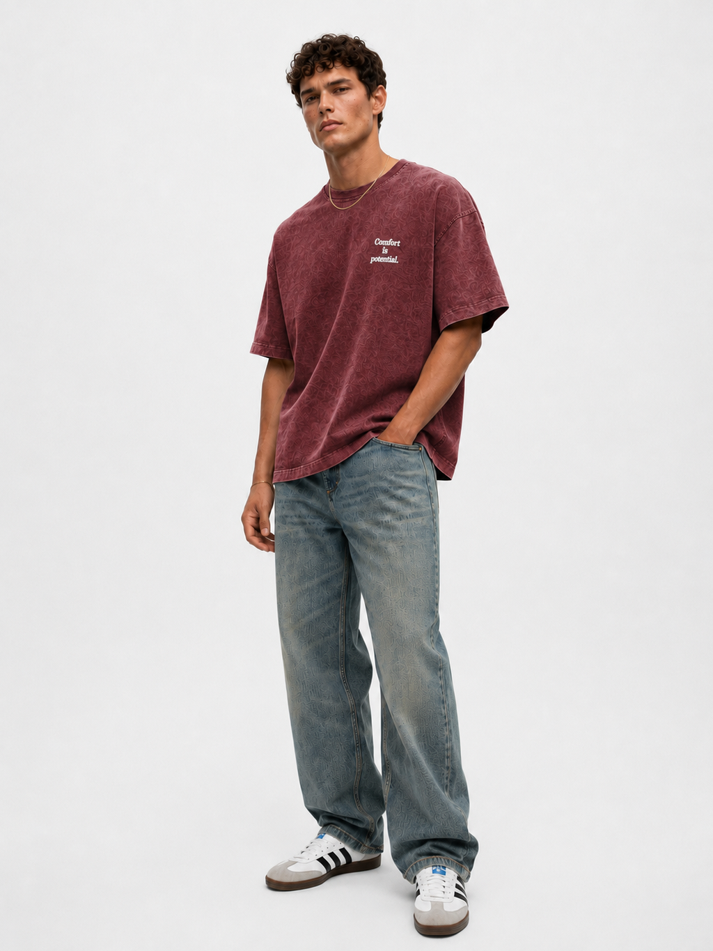 Potential Washed Oversized T-Shirt Burgundy