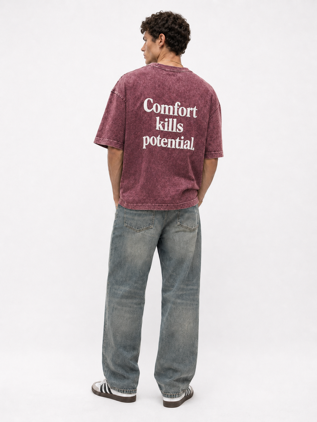 Potential Washed Oversized T-Shirt Burgundy