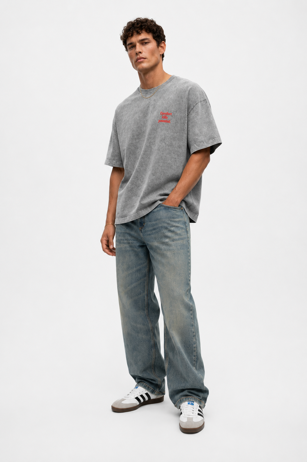 Potential Washed Oversized T-Shirt Gray