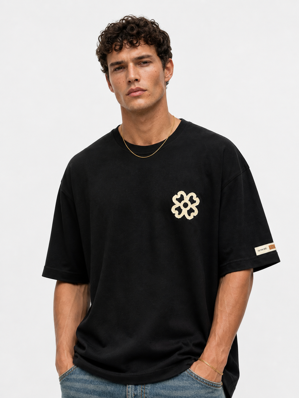 Fleur Oversized T-Shirt Black