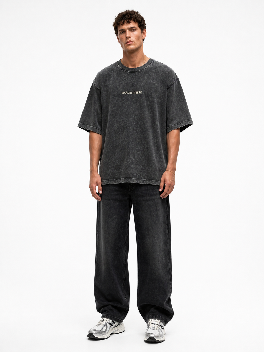 Marseille Washed Oversized T-Shirt Black