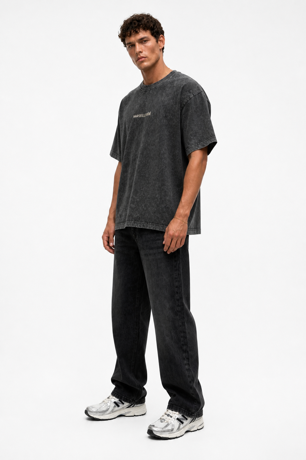 Marseille Washed Oversized T-Shirt Black