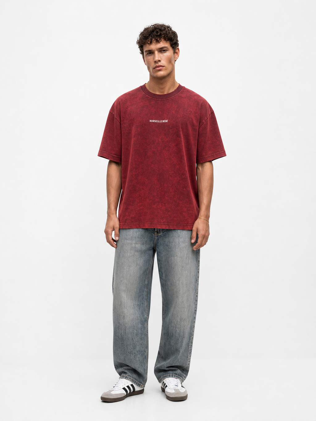Marseille Washed Oversized T-Shirt Burgundy