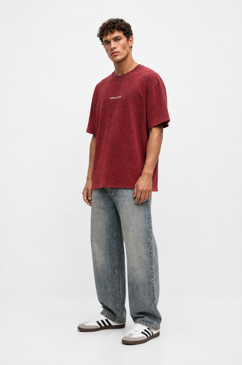 Marseille Washed Oversized T-Shirt Burgundy