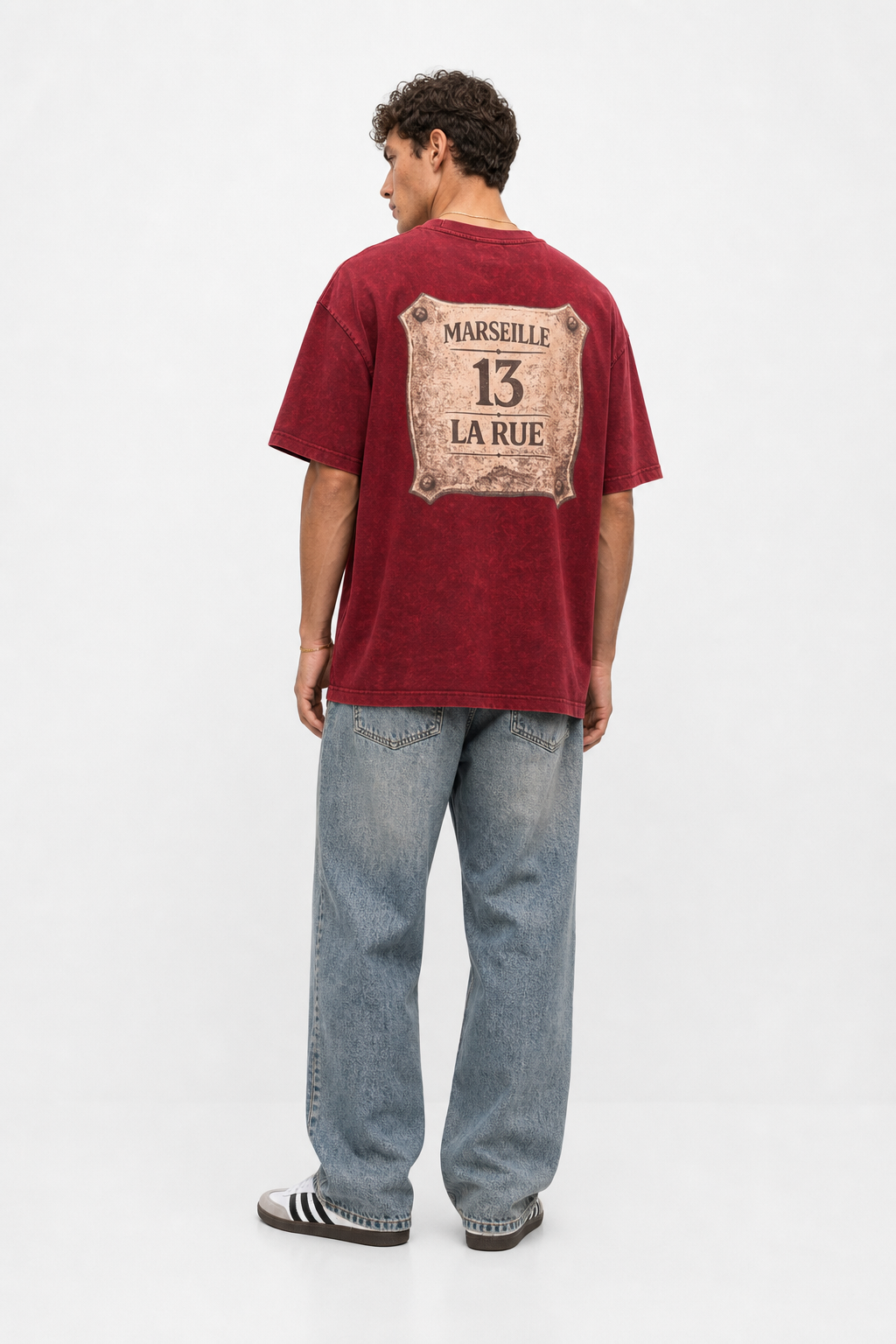Marseille Washed Oversized T-Shirt Burgundy