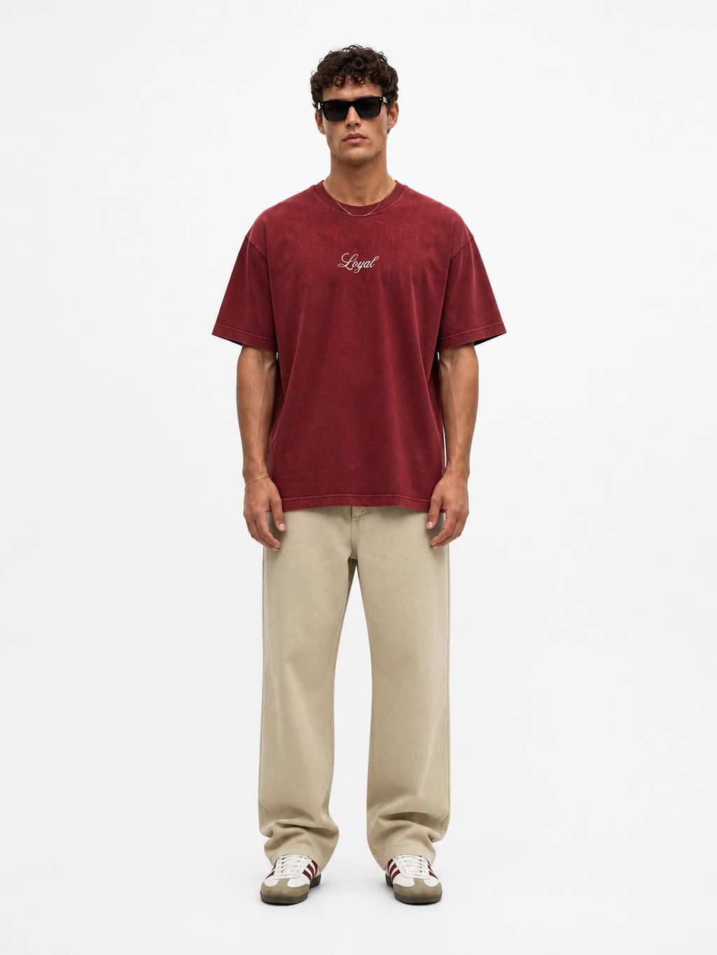 Loyal Washed Oversized T-Shirt Burgundy
