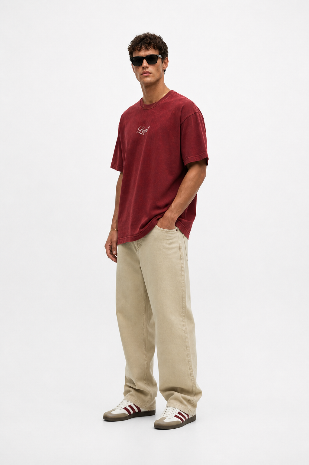 Loyal Washed Oversized T-Shirt Burgundy