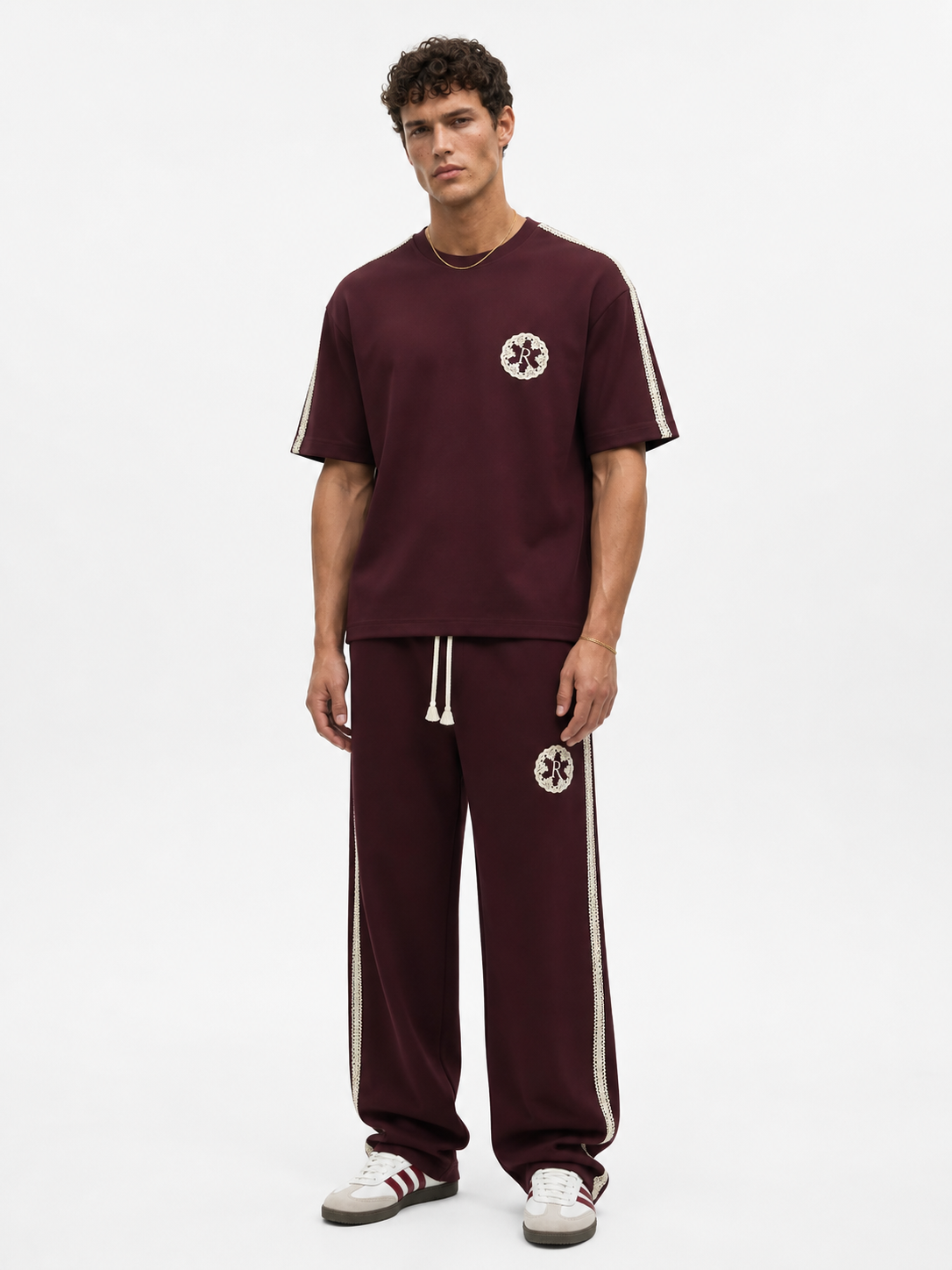 R Embroidered Regular Fit Tracksuit Burgundy