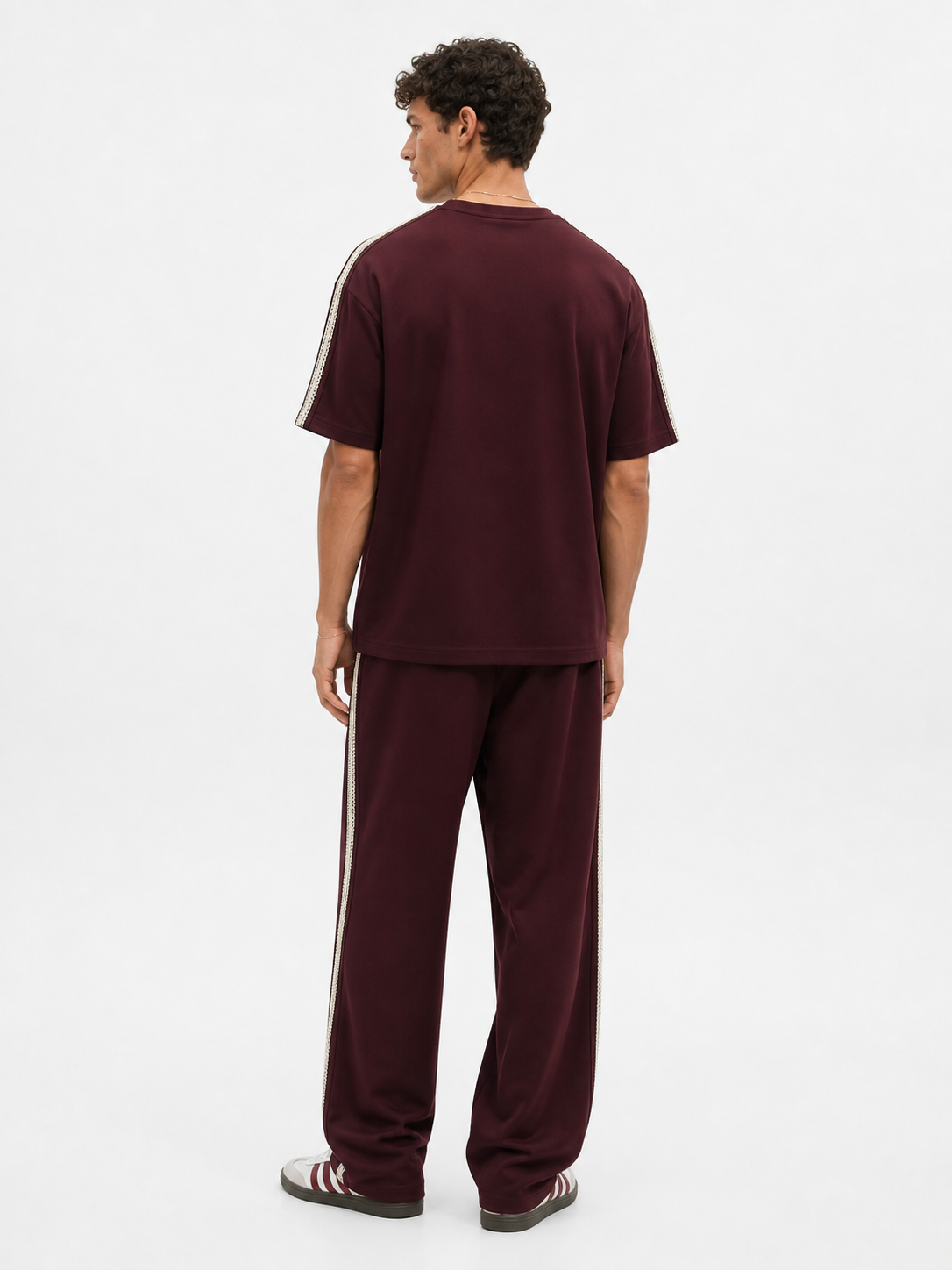 R Embroidered Regular Fit Tracksuit Burgundy