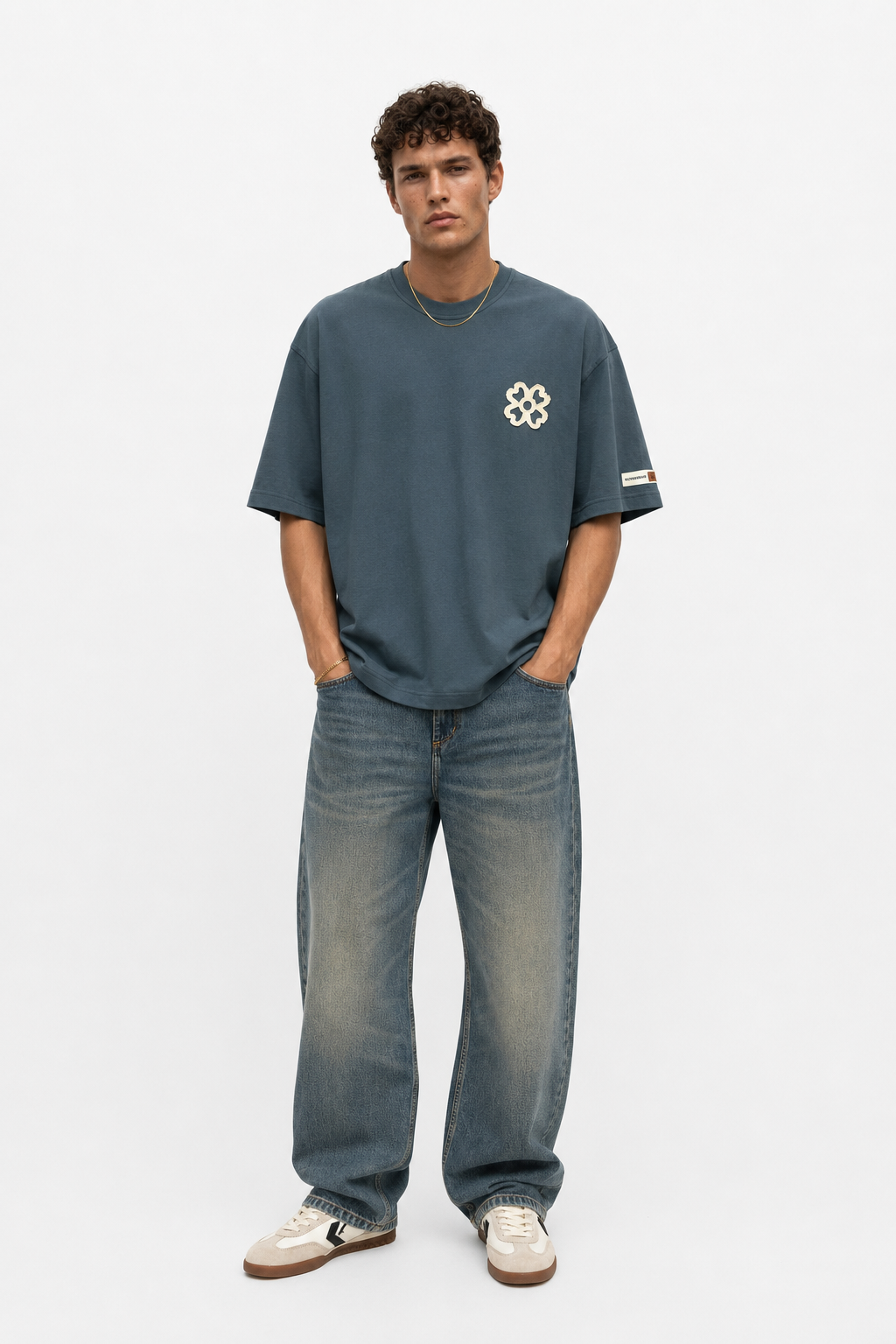 Fleur Oversized T-Shirt Petrol Blue