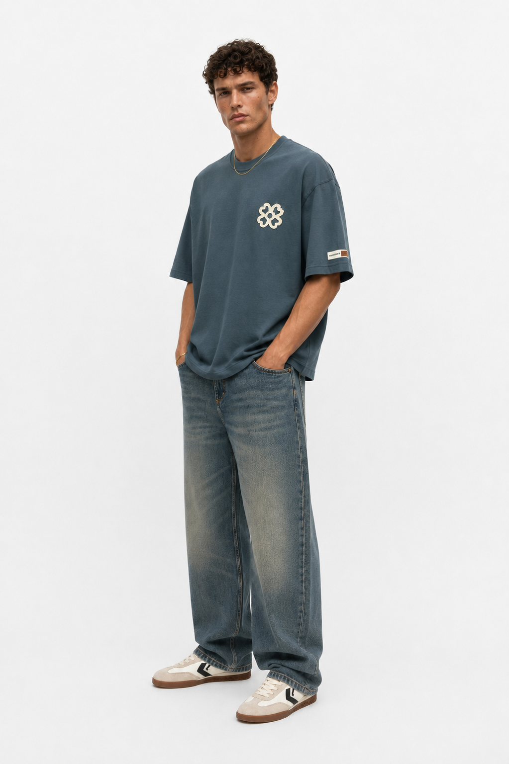 Fleur Oversized T-Shirt Petrol Blue
