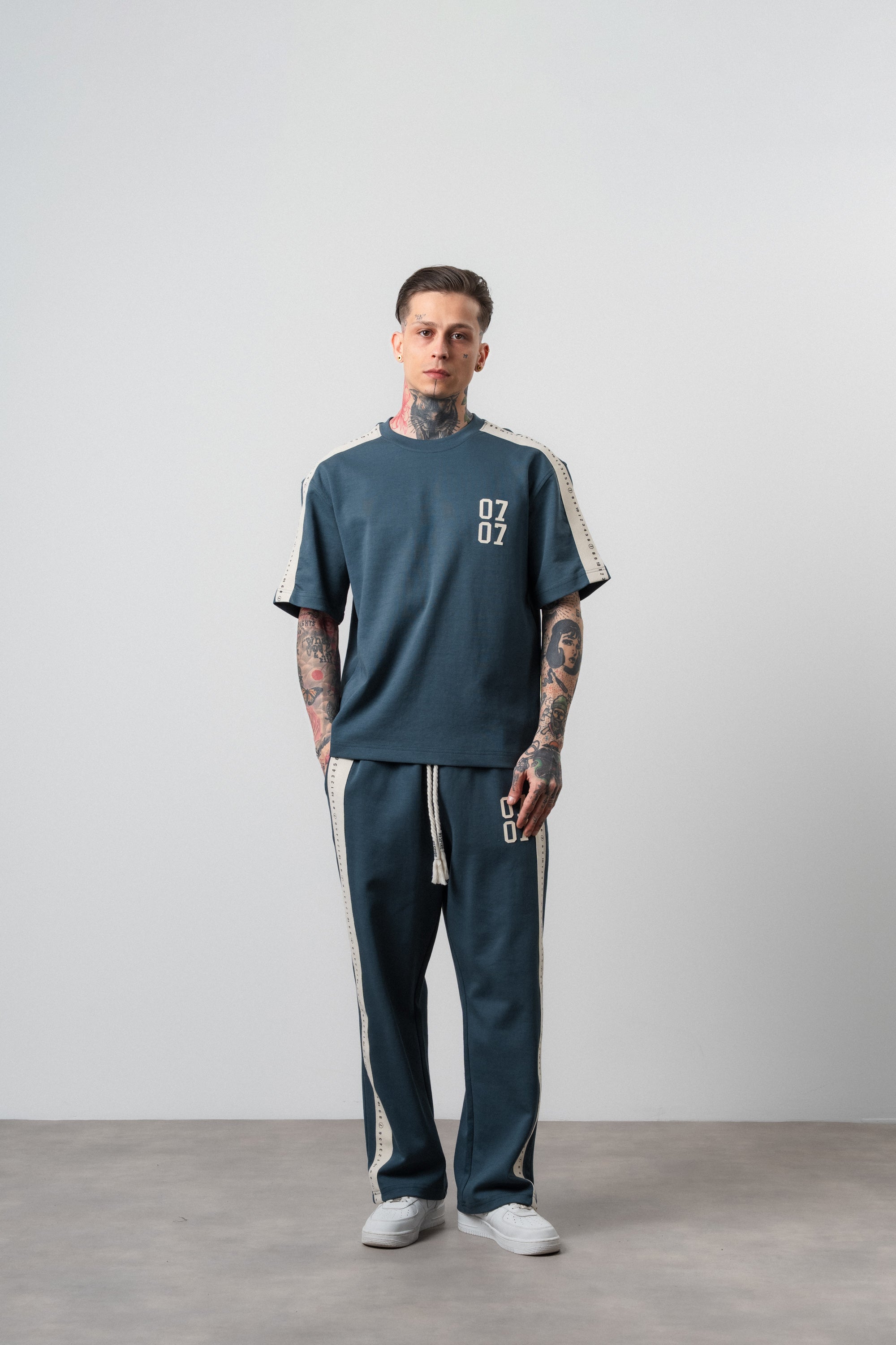 07 Striped Regular Fit Tracksuit Petrol Blue