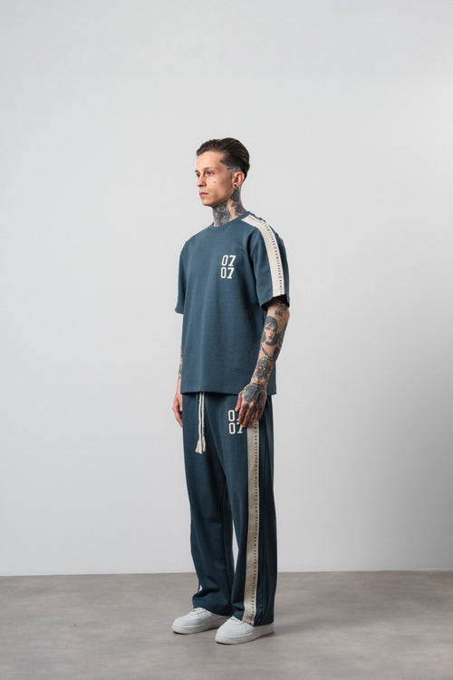 07 Striped Regular Fit Tracksuit Petrol Blue