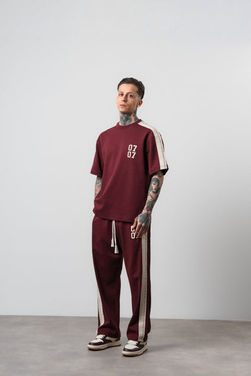 07 Striped Regular Fit Tracksuit Burgundy