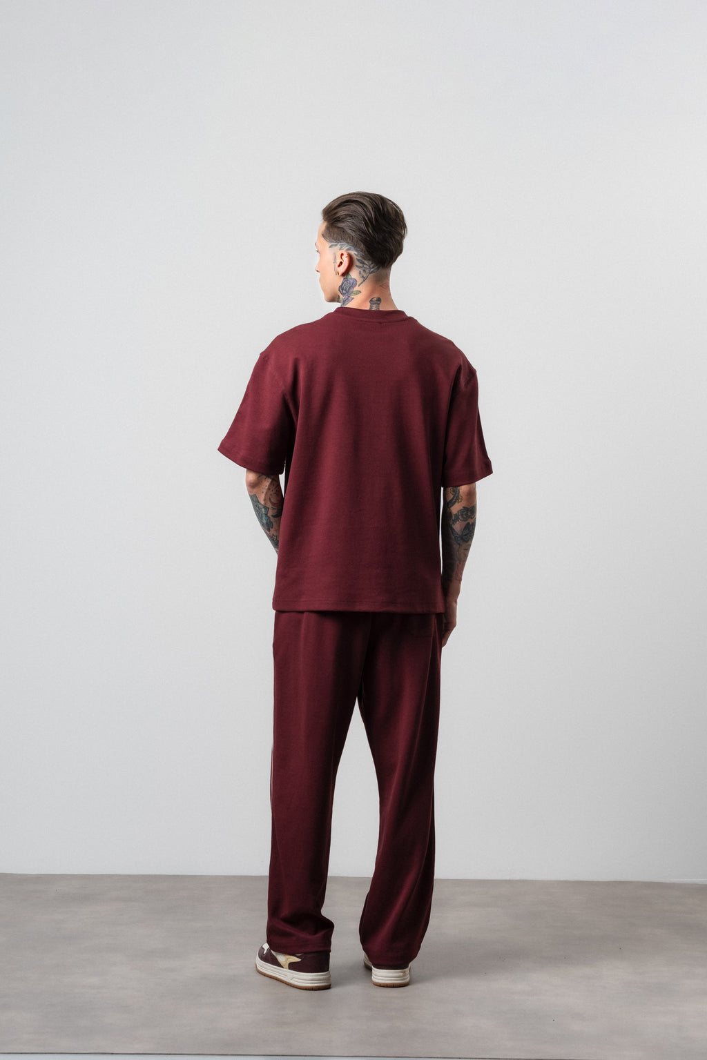 07 Striped Regular Fit Tracksuit Burgundy
