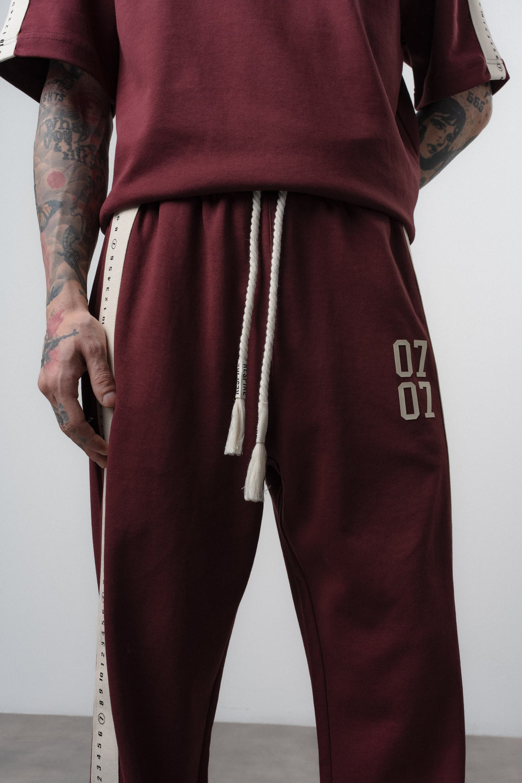07 Striped Regular Fit Tracksuit Burgundy