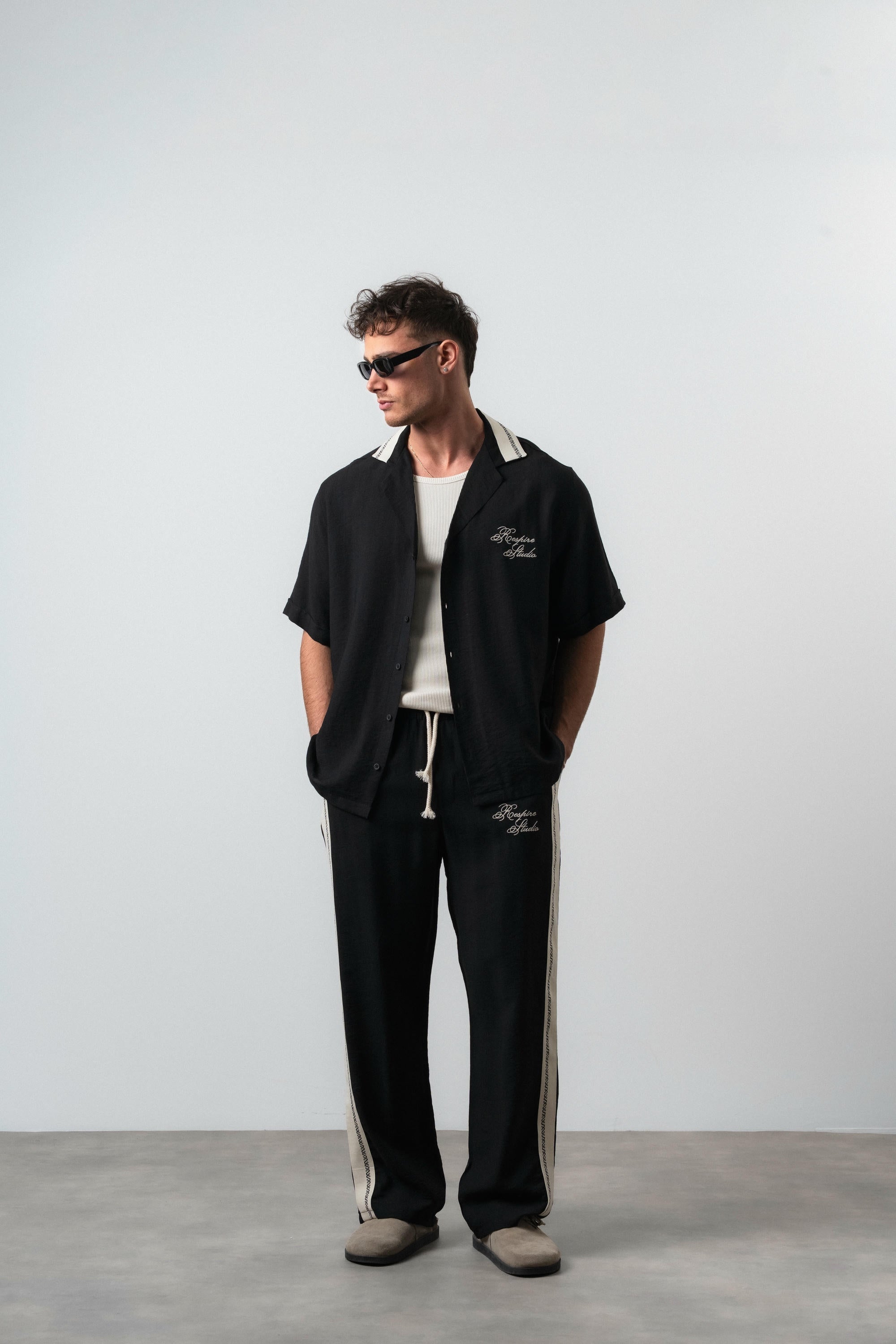 Striped Oversized Tracksuit Black