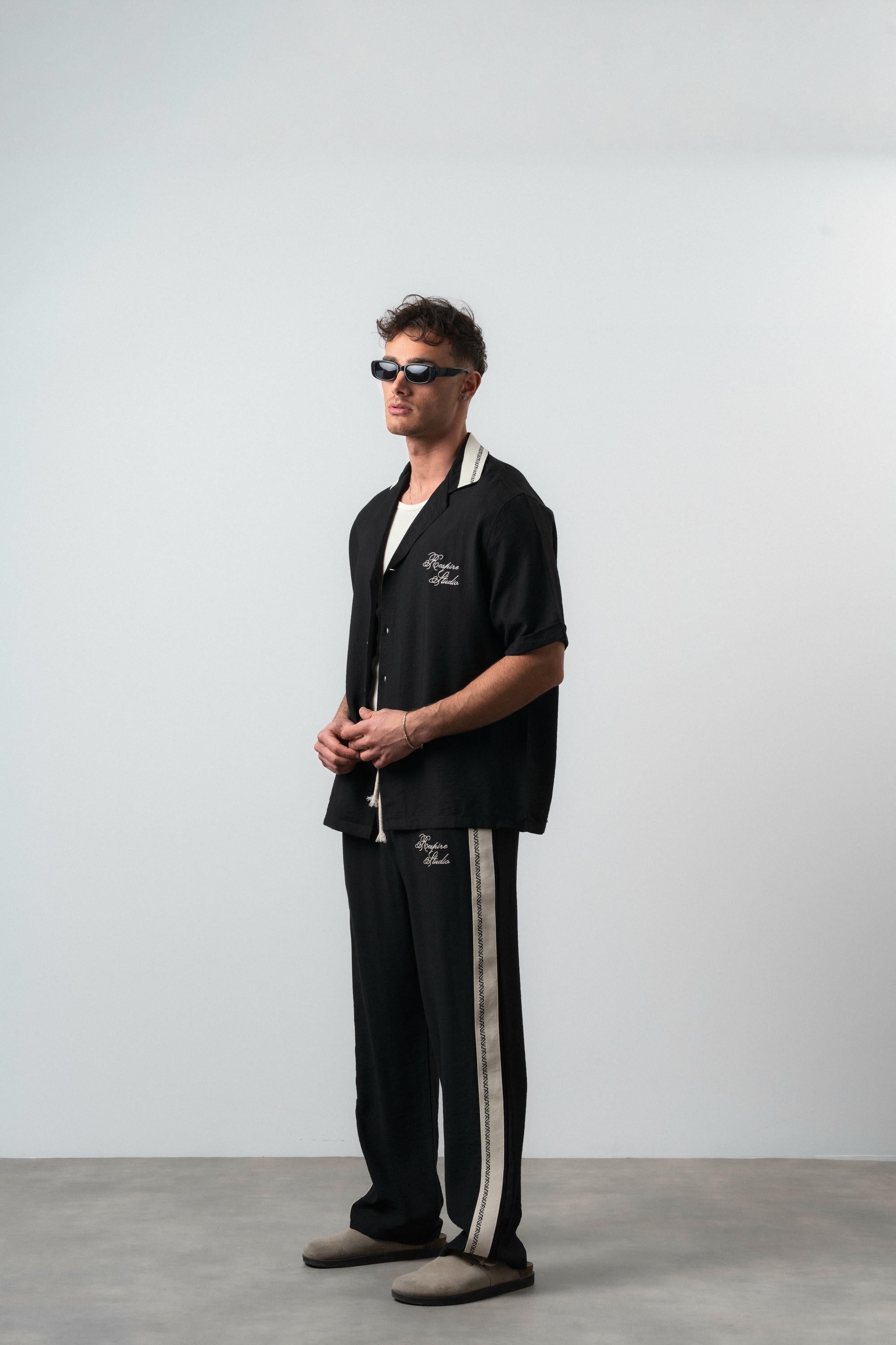 Striped Oversized Tracksuit Black
