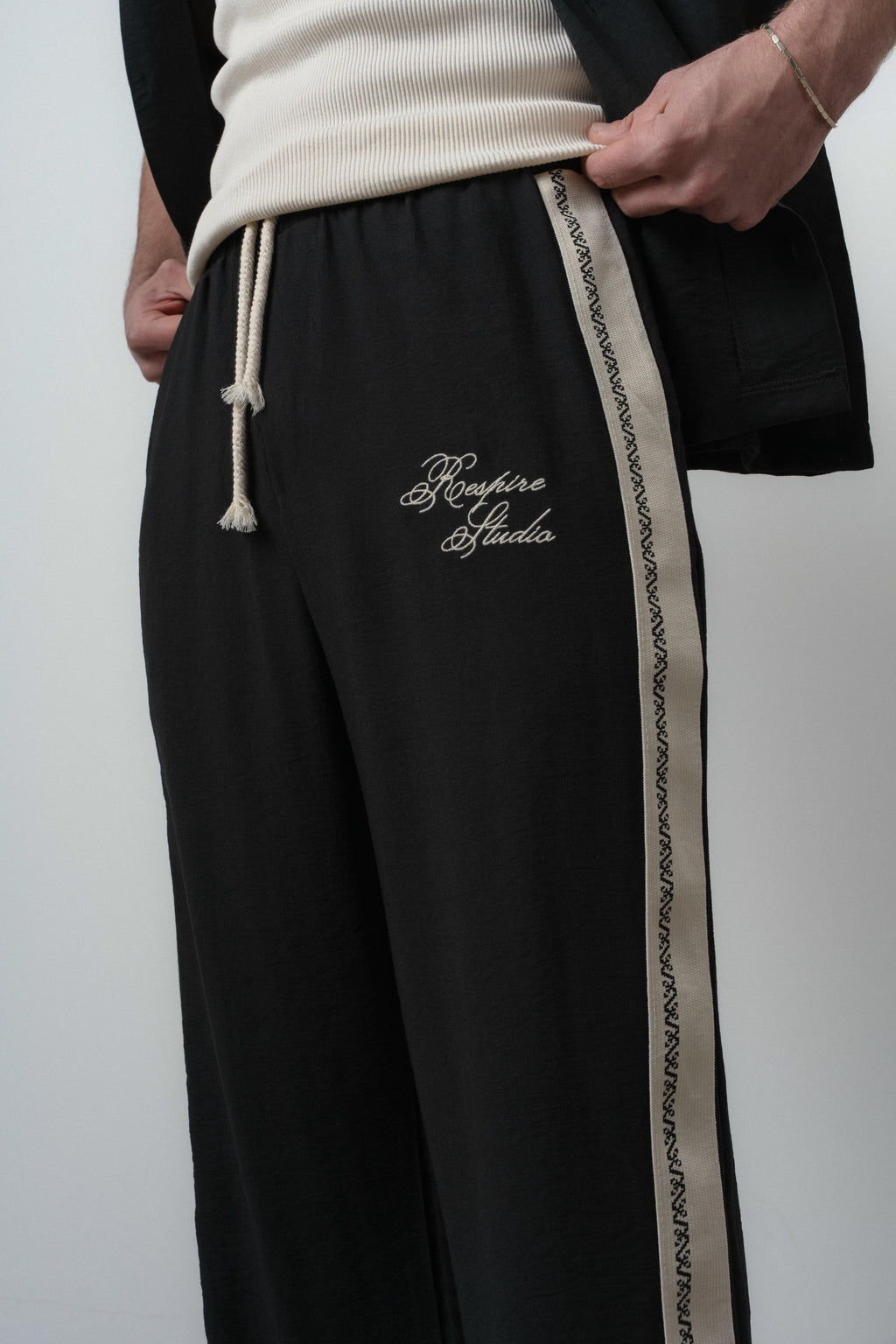 Striped Oversized Tracksuit Black