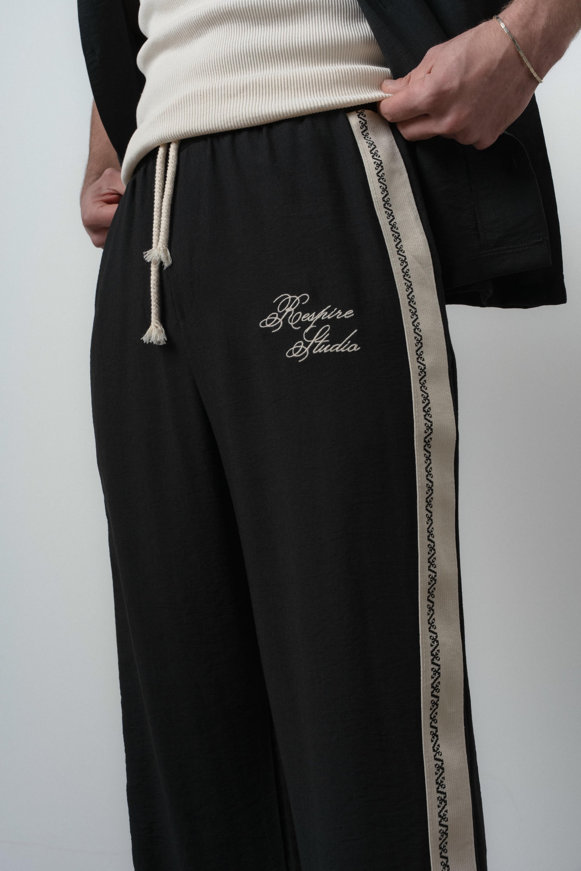 Striped Oversized Tracksuit Black