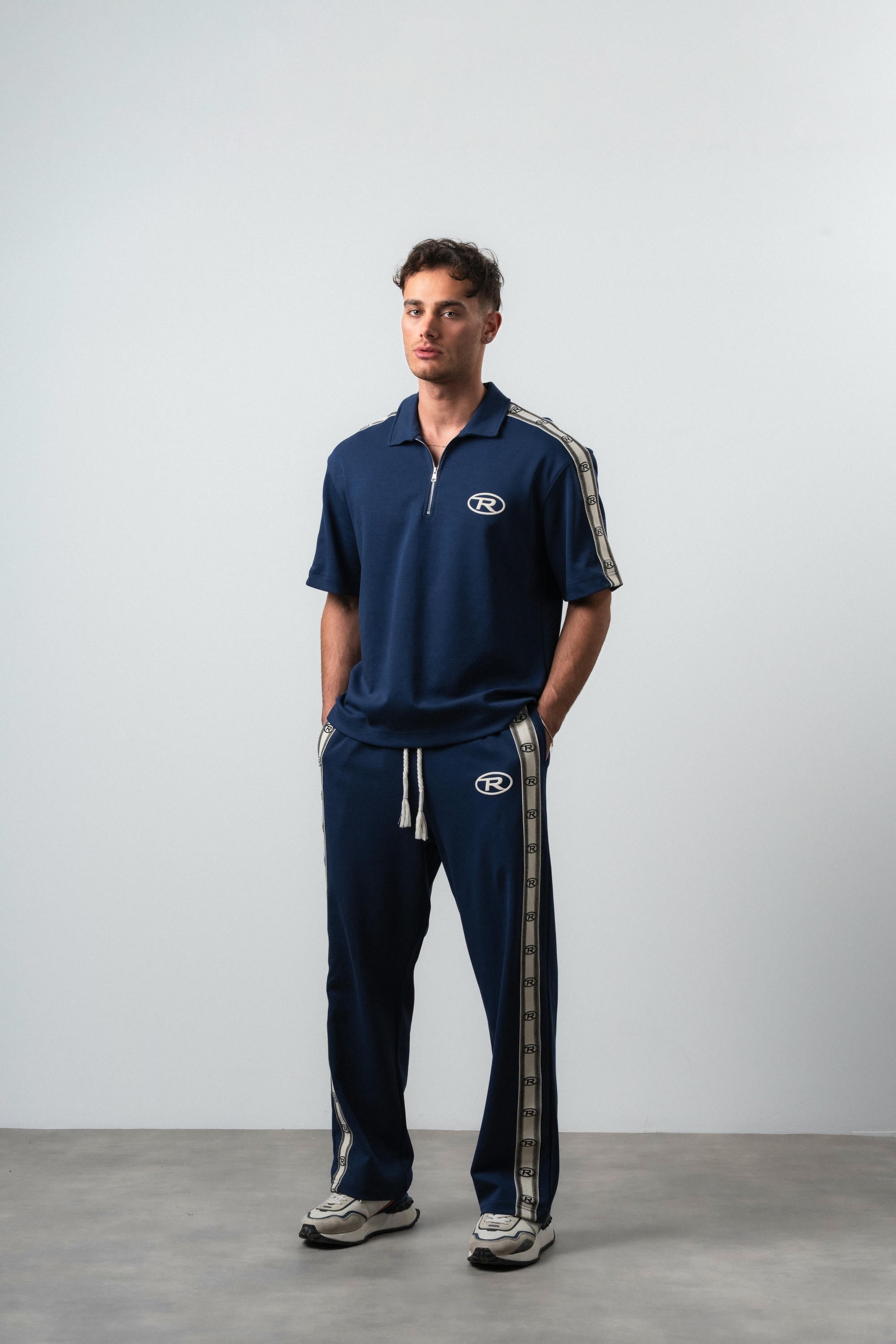 R Striped Regular Fit Tracksuit Navy