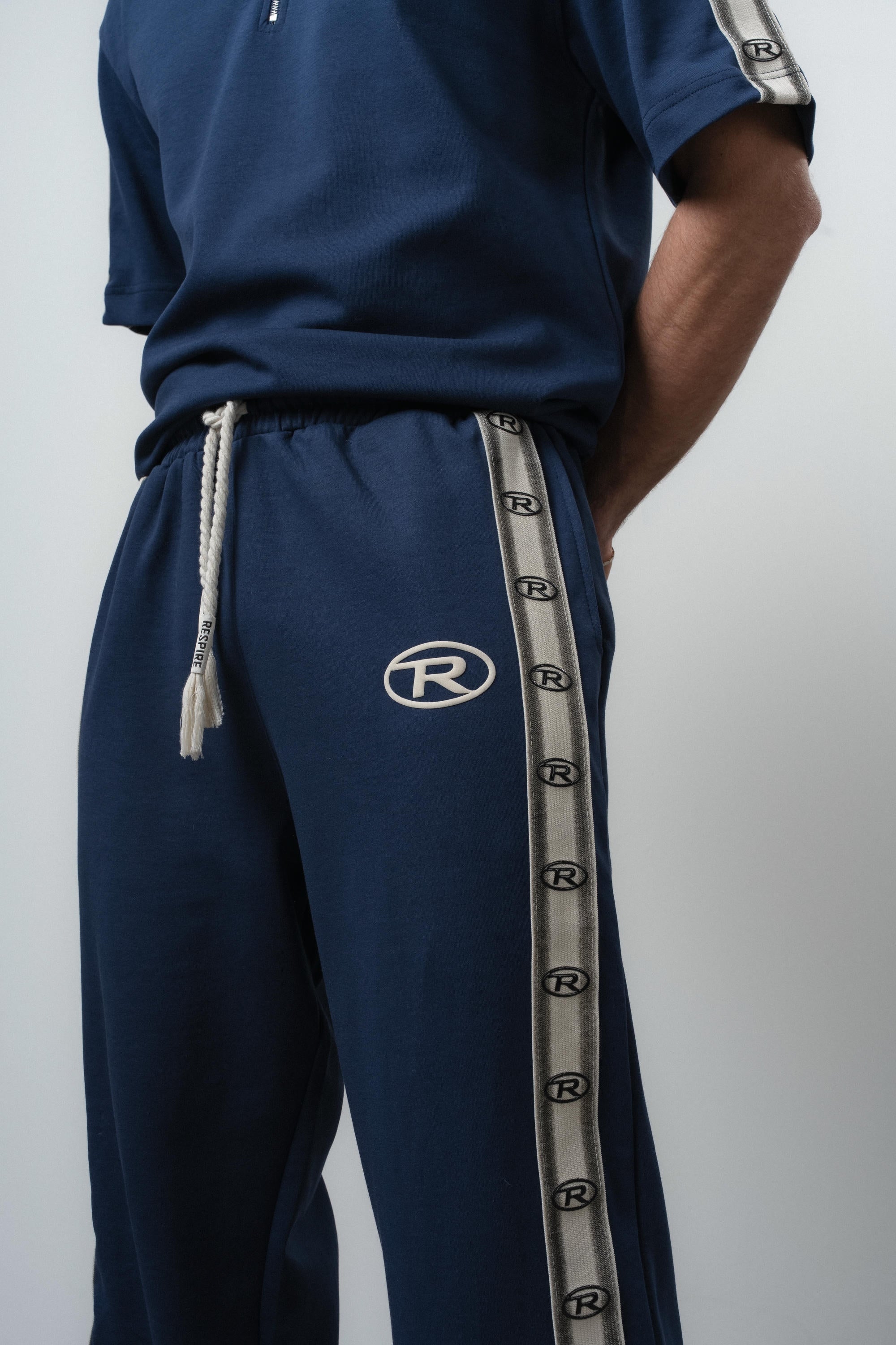 R Striped Regular Fit Tracksuit Navy