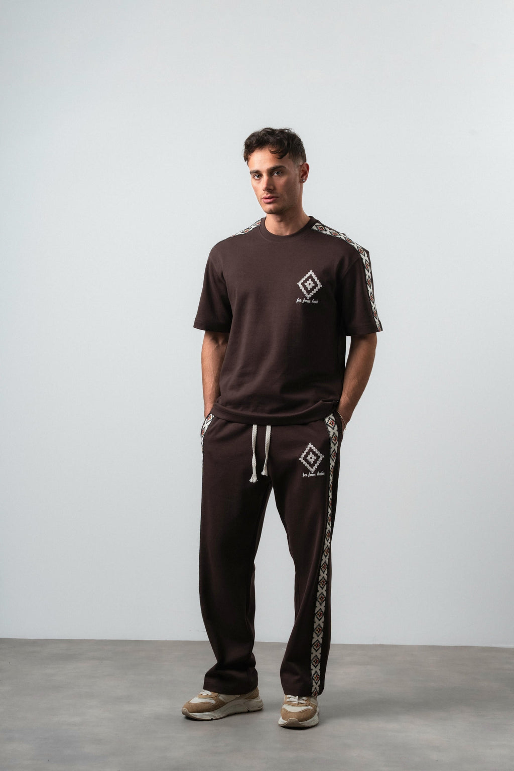 FFB Ethnic Striped Regular Fit Tracksuit Brown