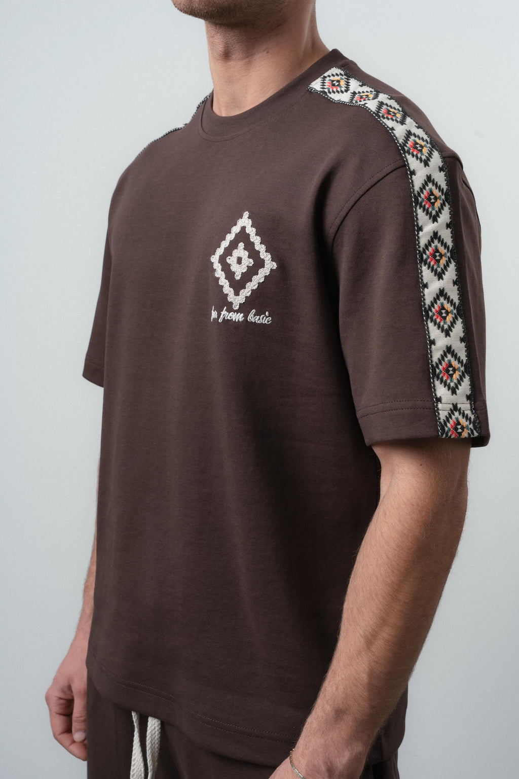 FFB Ethnic Striped Regular Fit Tracksuit Brown