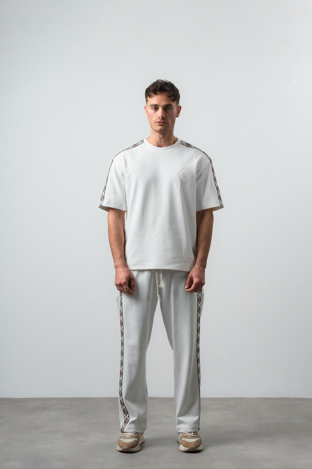 FFB Ethnic Striped Regular Fit Tracksuit Ecru