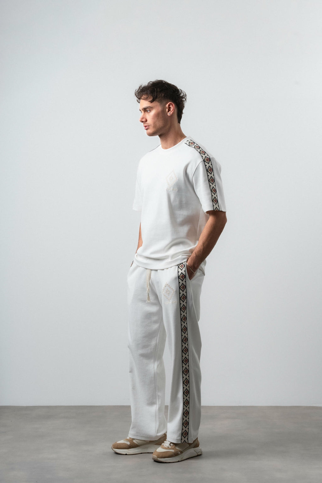 FFB Ethnic Striped Regular Fit Tracksuit Ecru