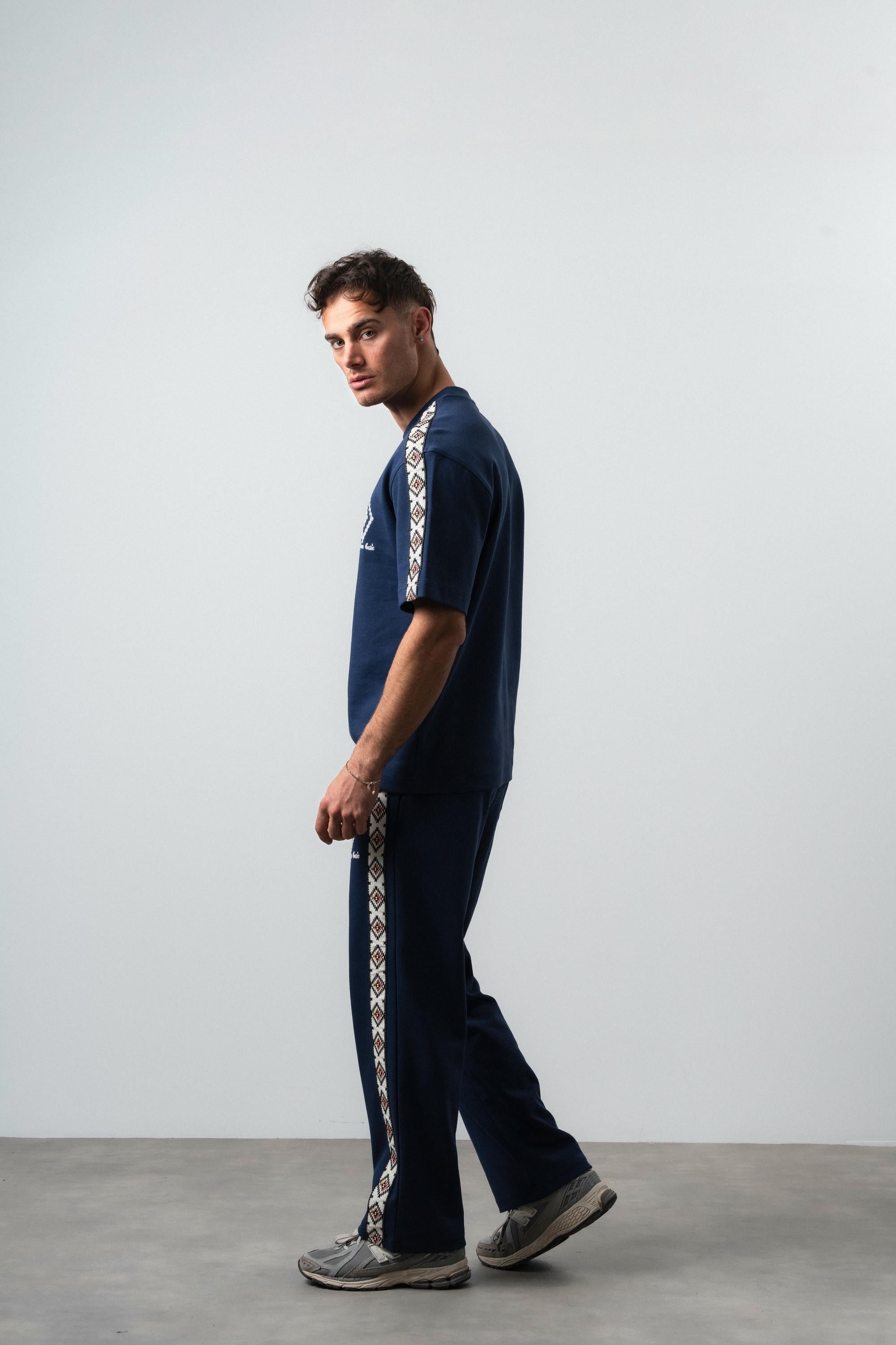 FFB Ethnic Striped Regular Fit Tracksuit Navy