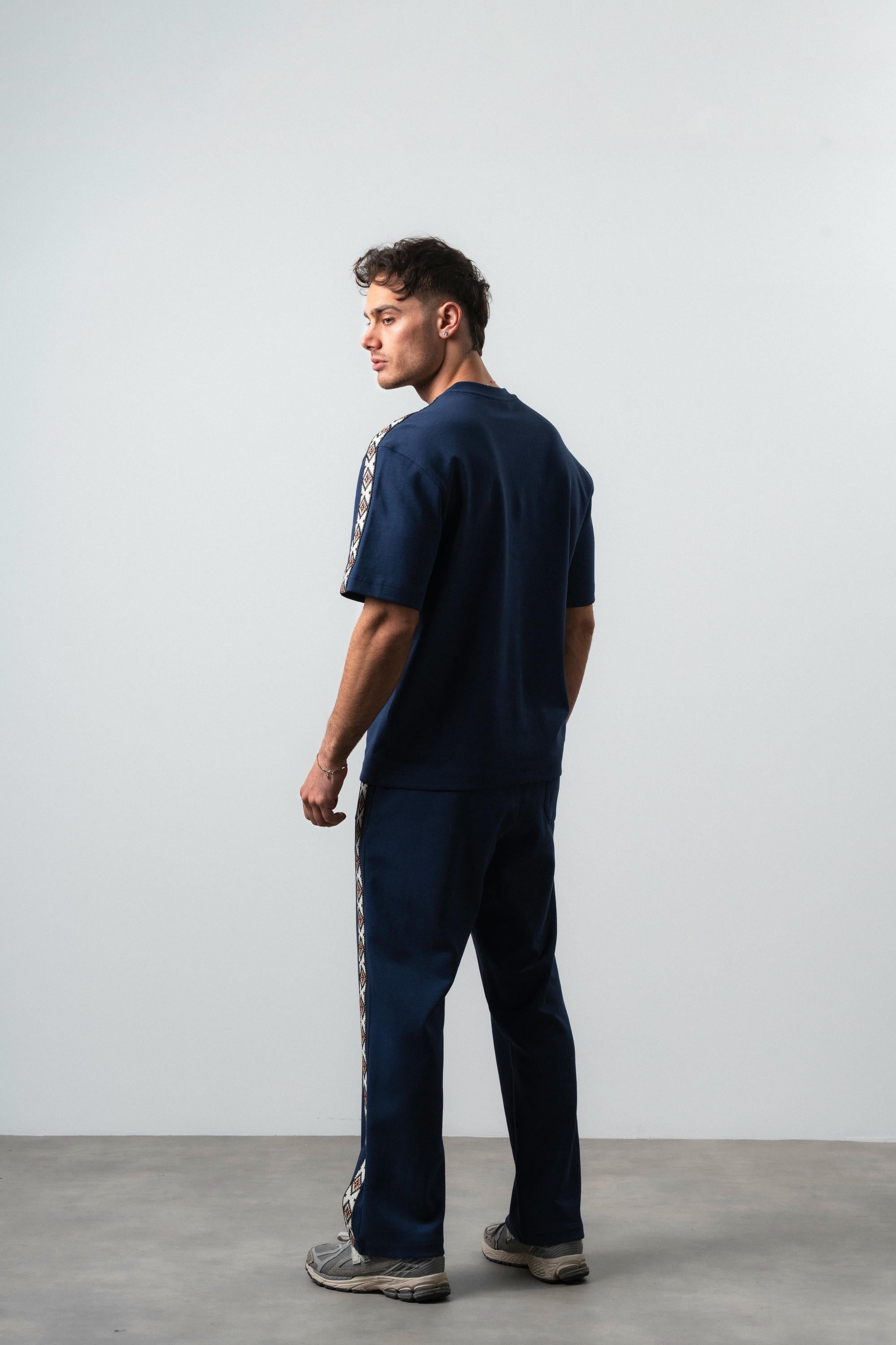 FFB Ethnic Striped Regular Fit Tracksuit Navy