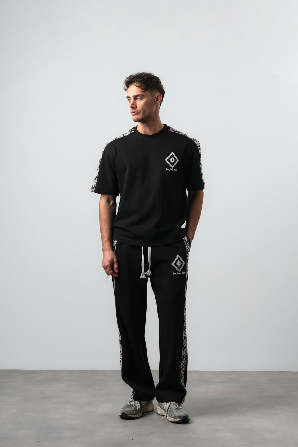 FFB Ethnic Striped Regular Fit Tracksuit Black