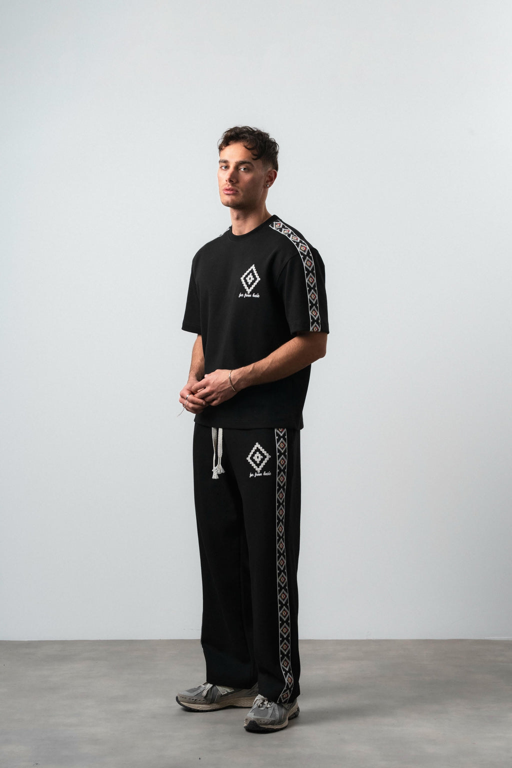 FFB Ethnic Striped Regular Fit Tracksuit Black