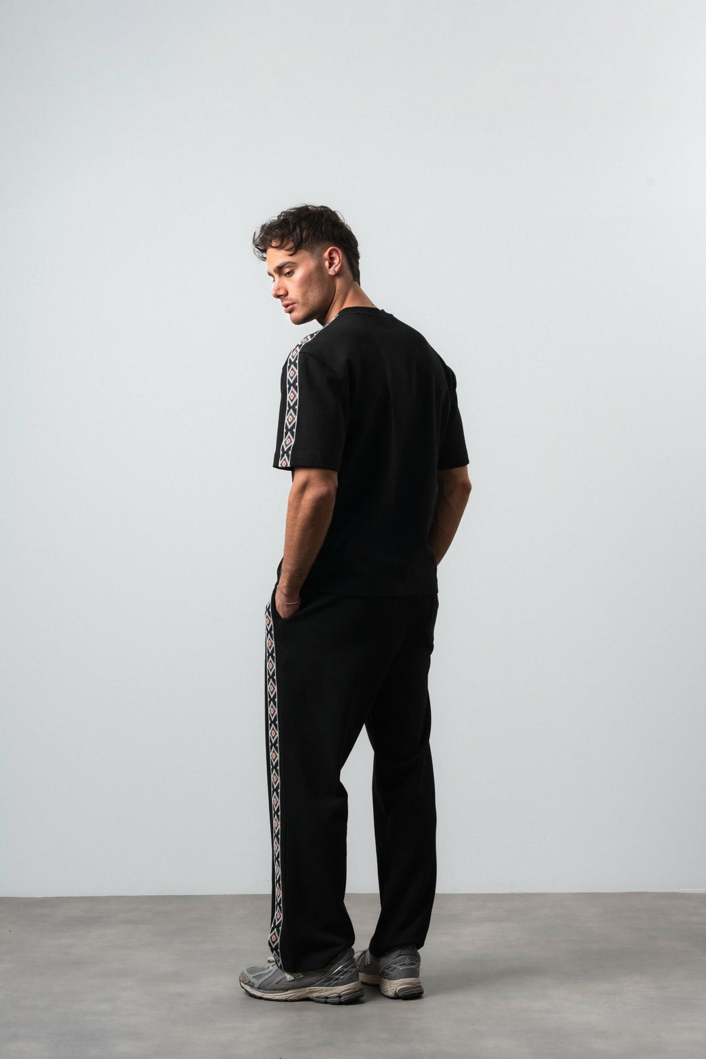 FFB Ethnic Striped Regular Fit Tracksuit Black