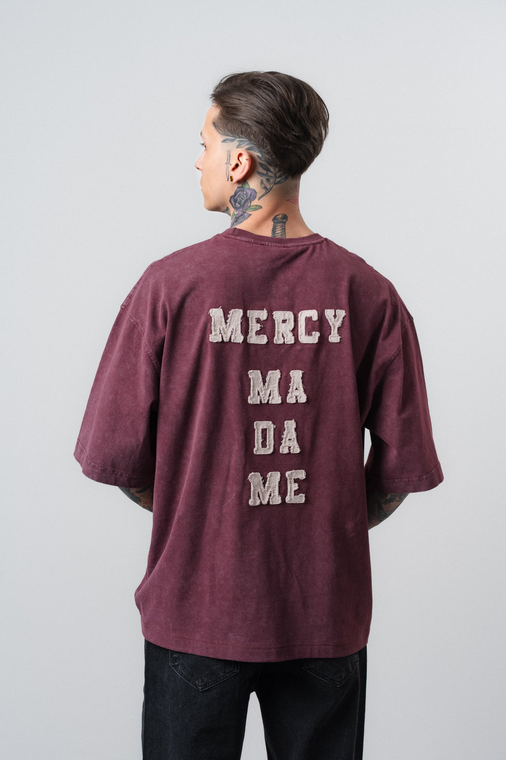 Mercy Washed Oversized T-Shirt Burgundy