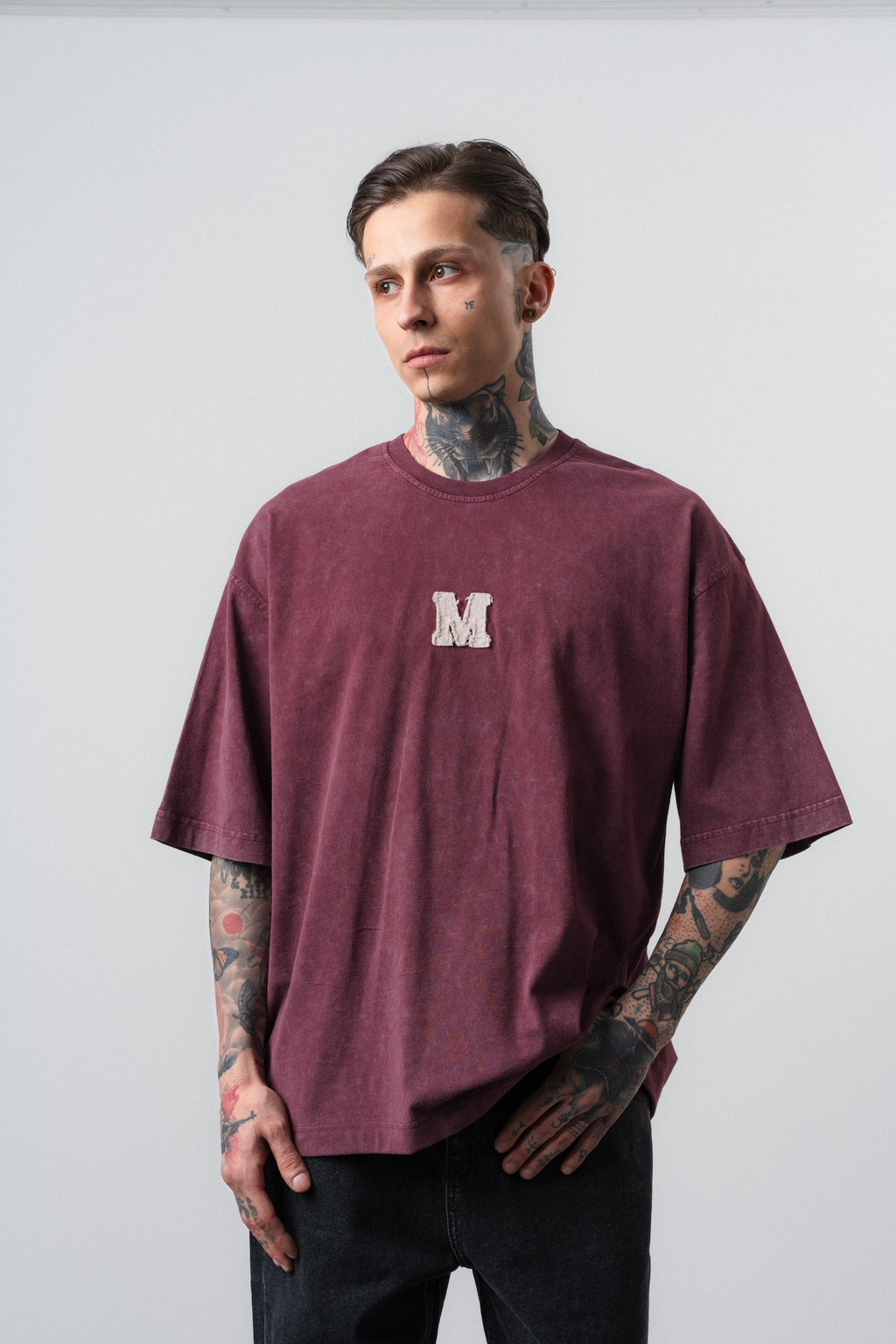 Mercy Washed Oversized T-Shirt Burgundy