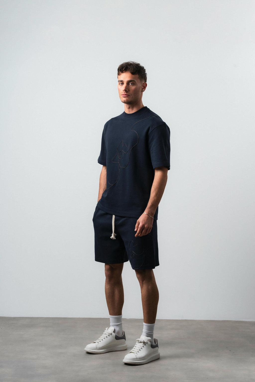 Embroidered Regular Fit Set Navy