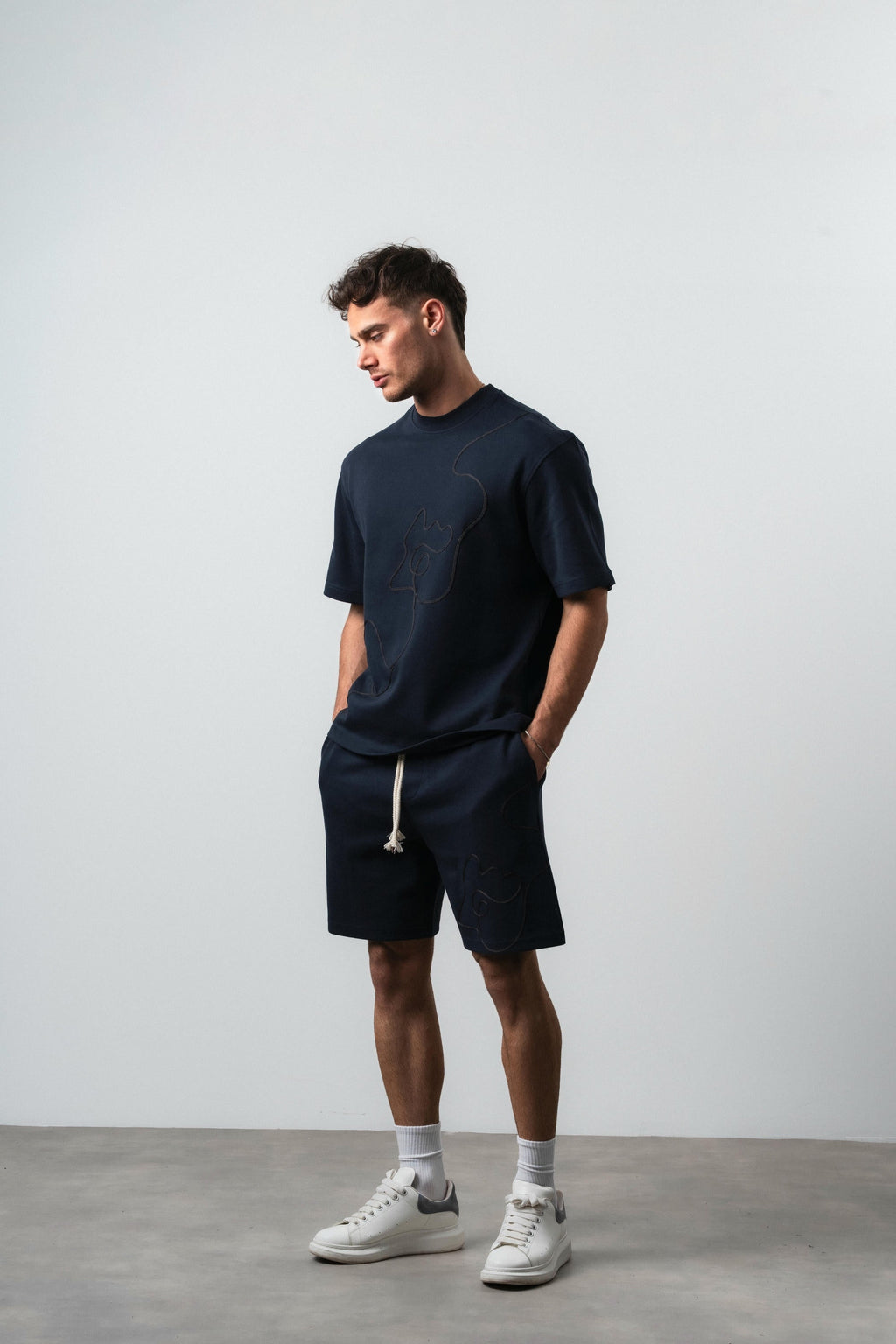 Embroidered Regular Fit Set Navy