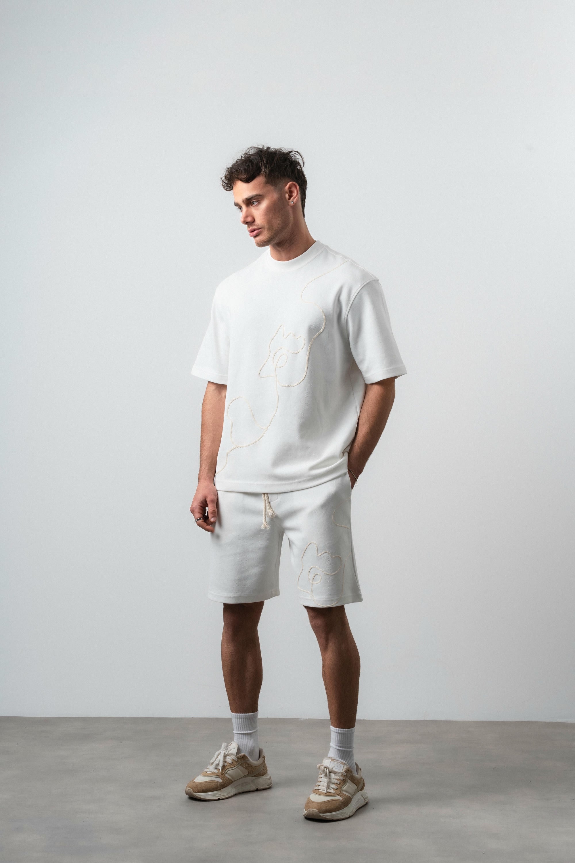 Embroidered Regular Fit Set Ecru
