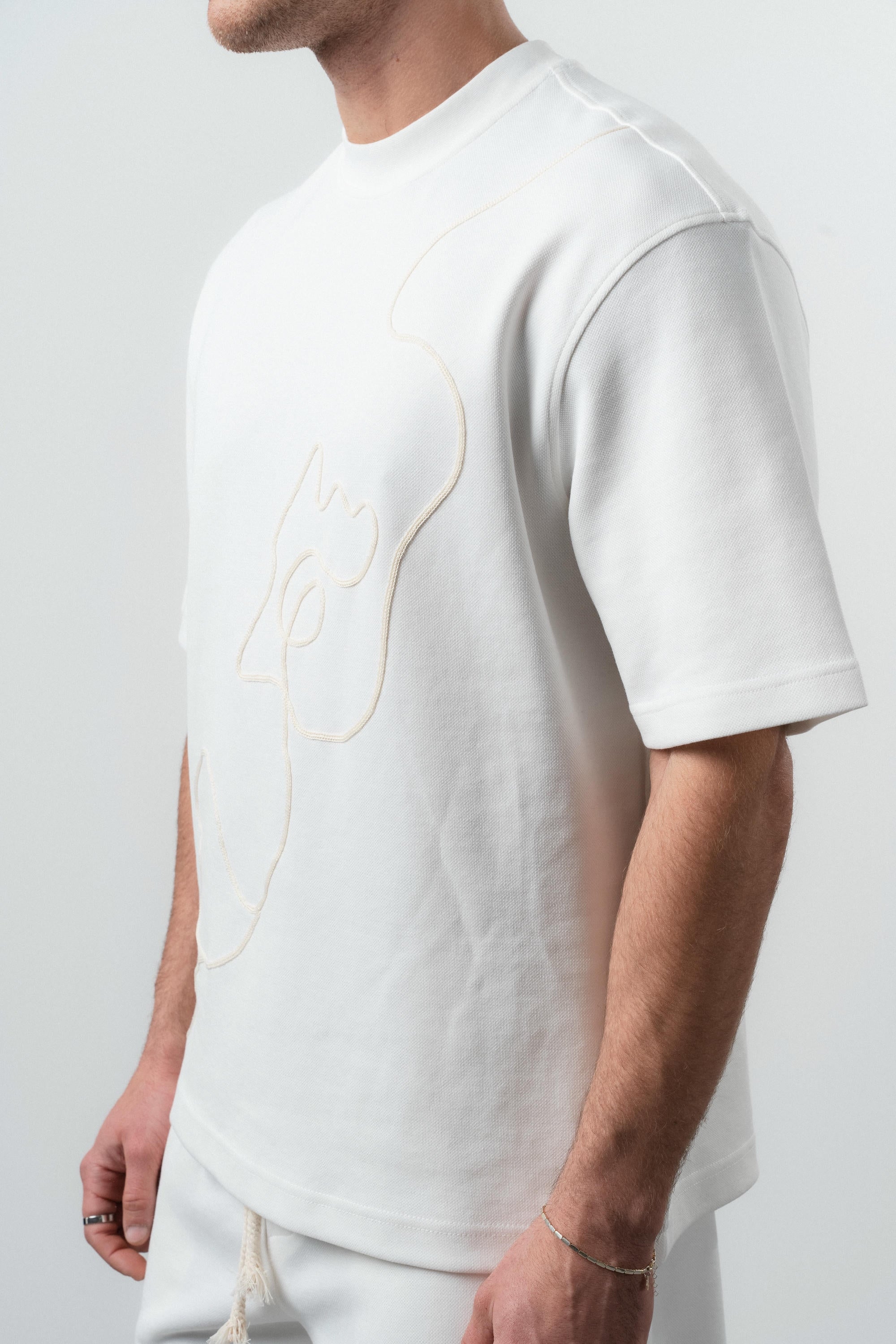 Embroidered Regular Fit Set Ecru