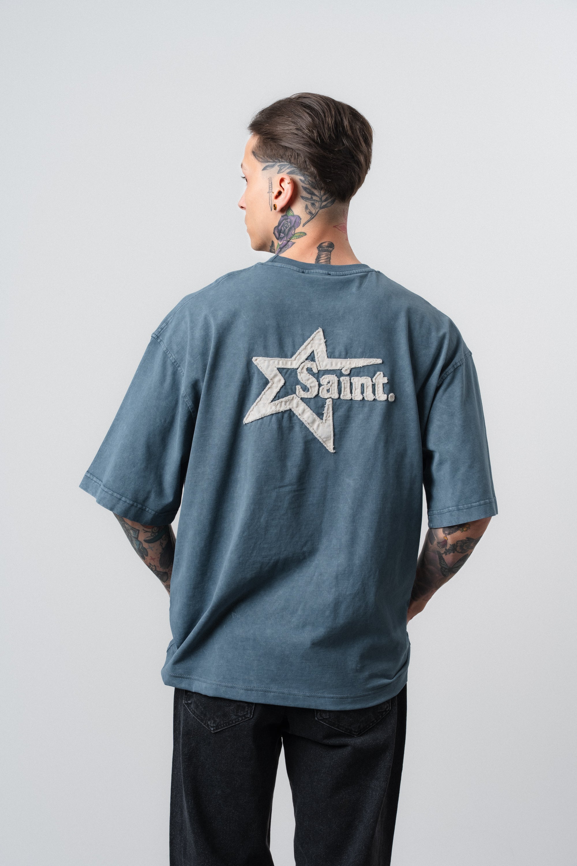 Saint Washed Oversized T-Shirt Petrol Blue