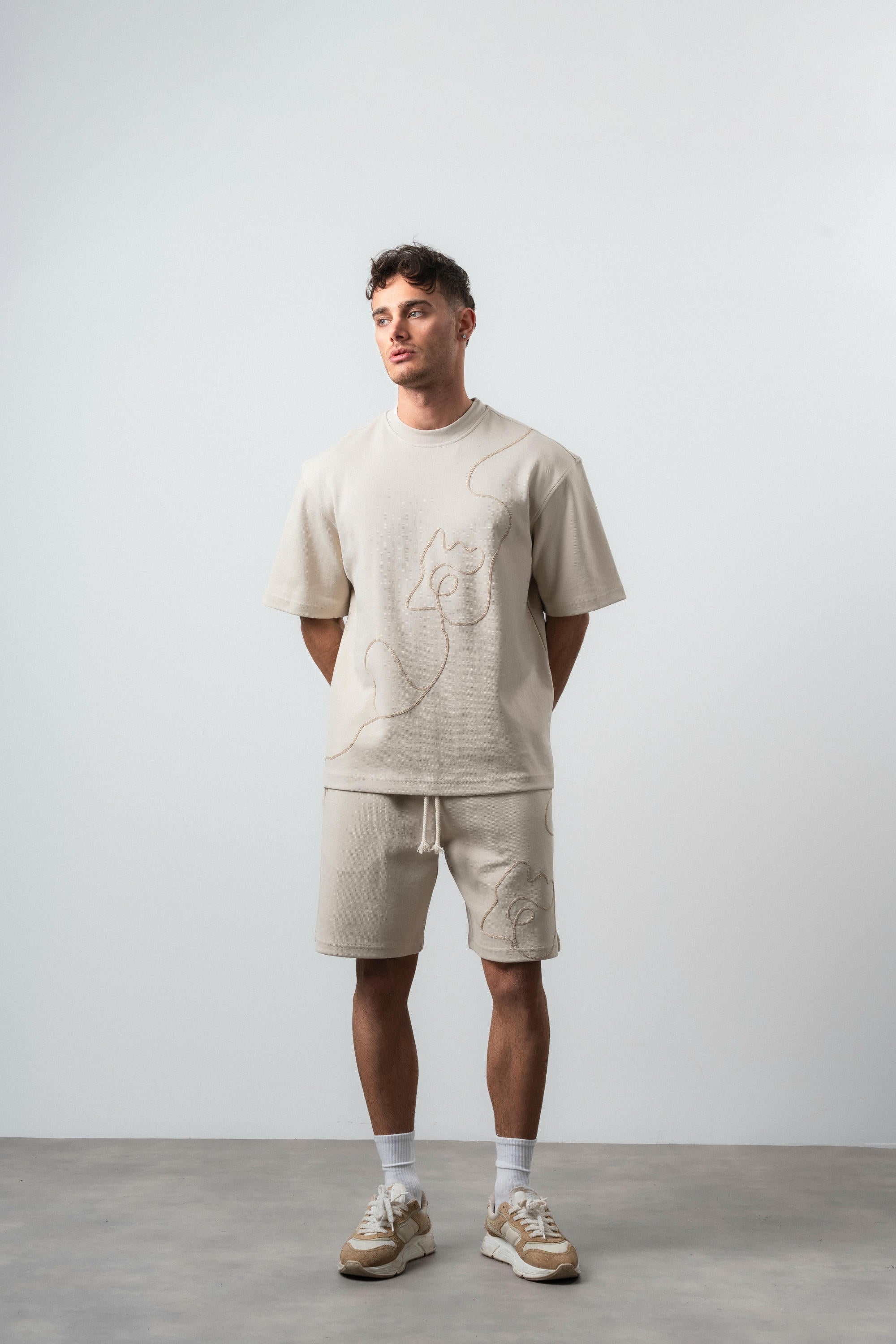Embroidered Regular Fit Set Beige