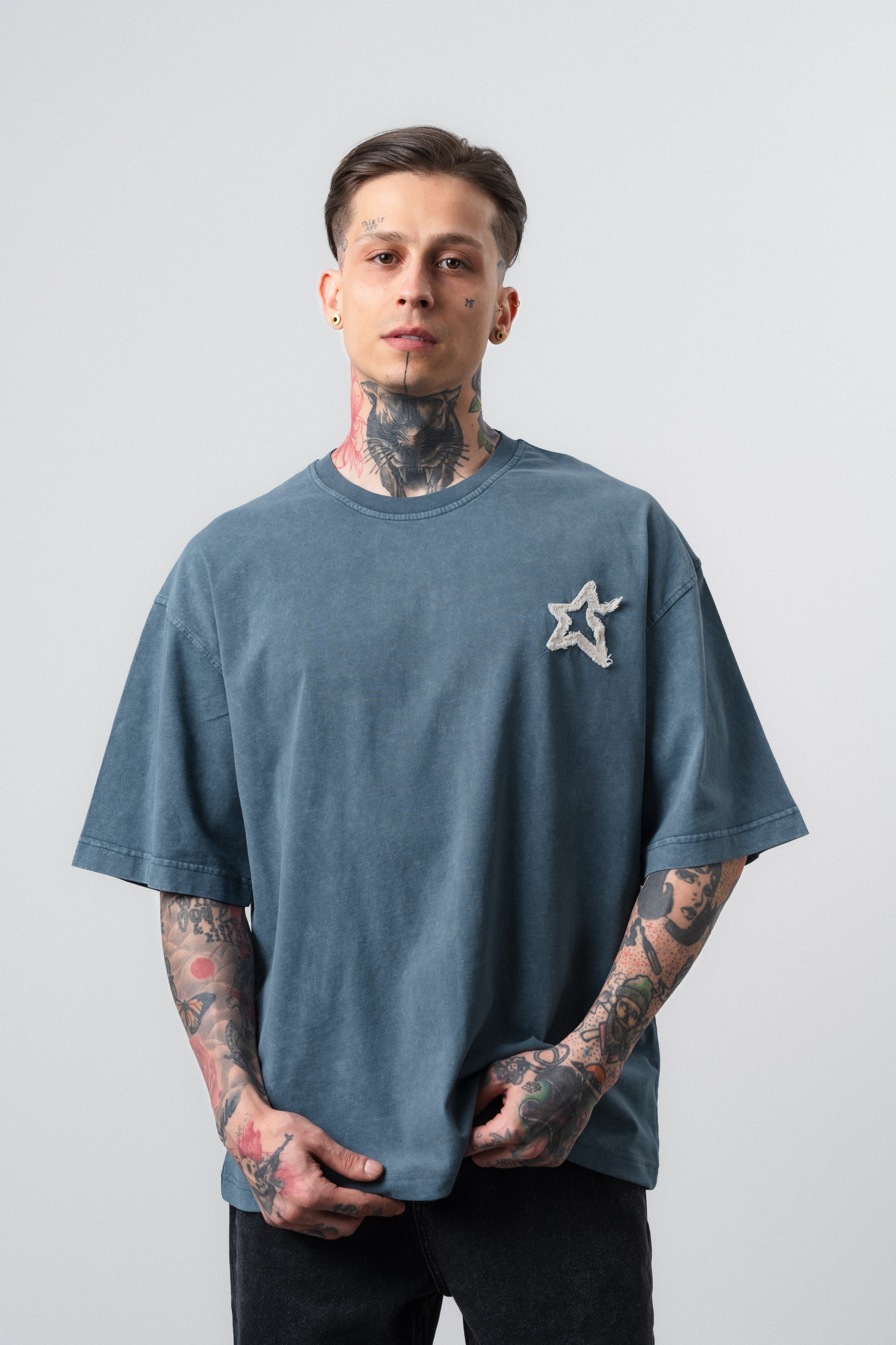 Saint Washed Oversized T-Shirt Petrol Blue