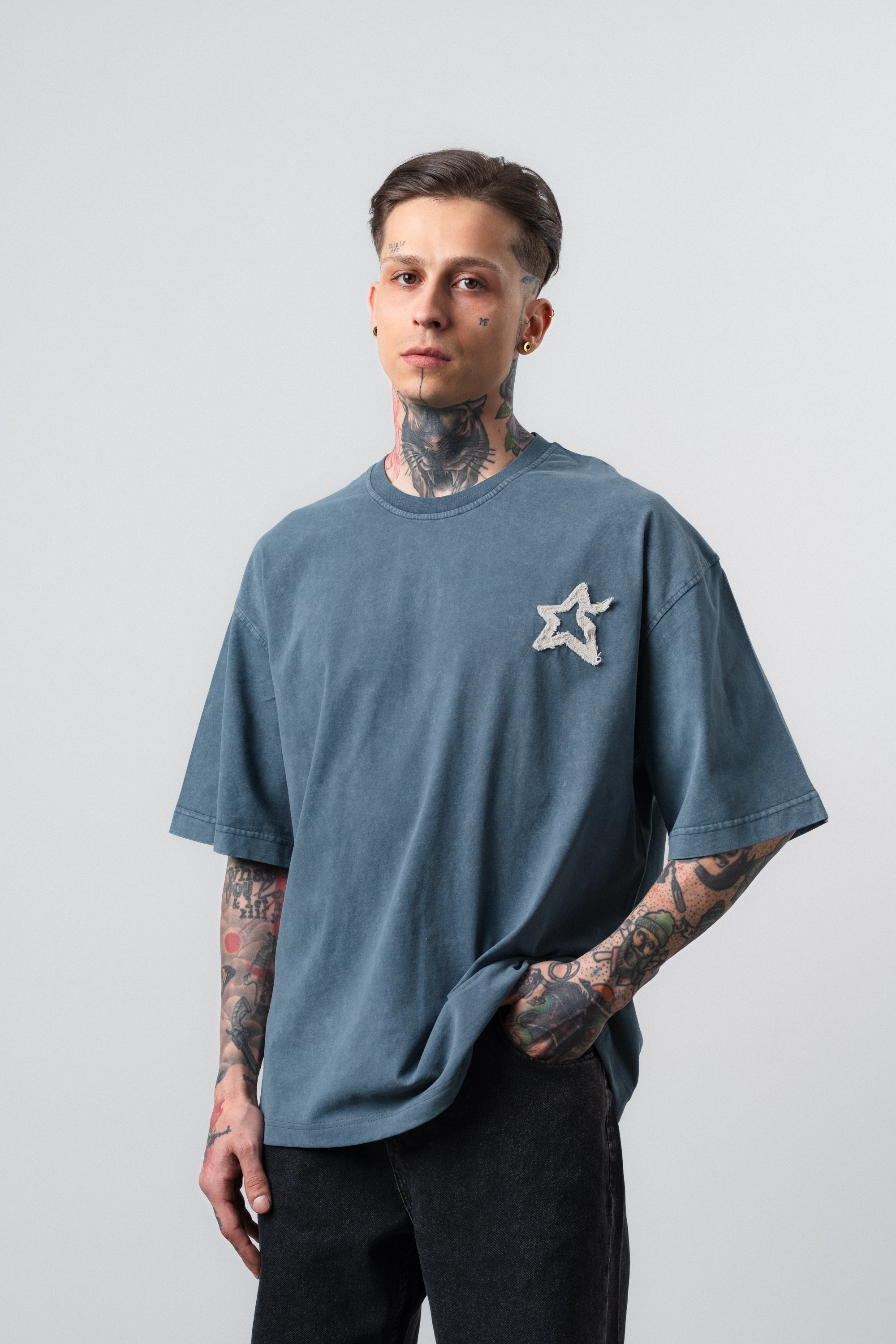 Saint Washed Oversized T-Shirt Petrol Blue