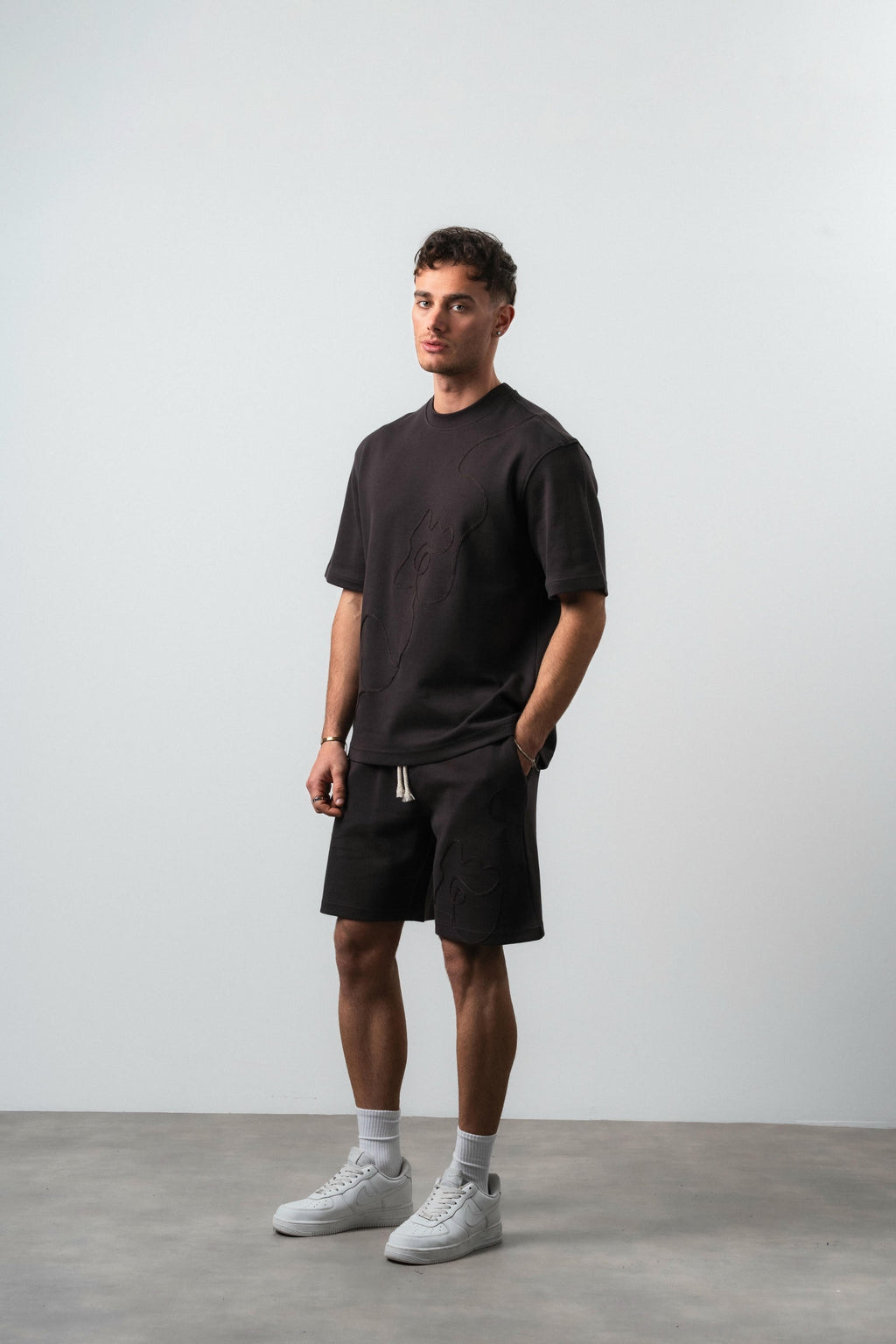 Embroidered Regular Fit Set Brown
