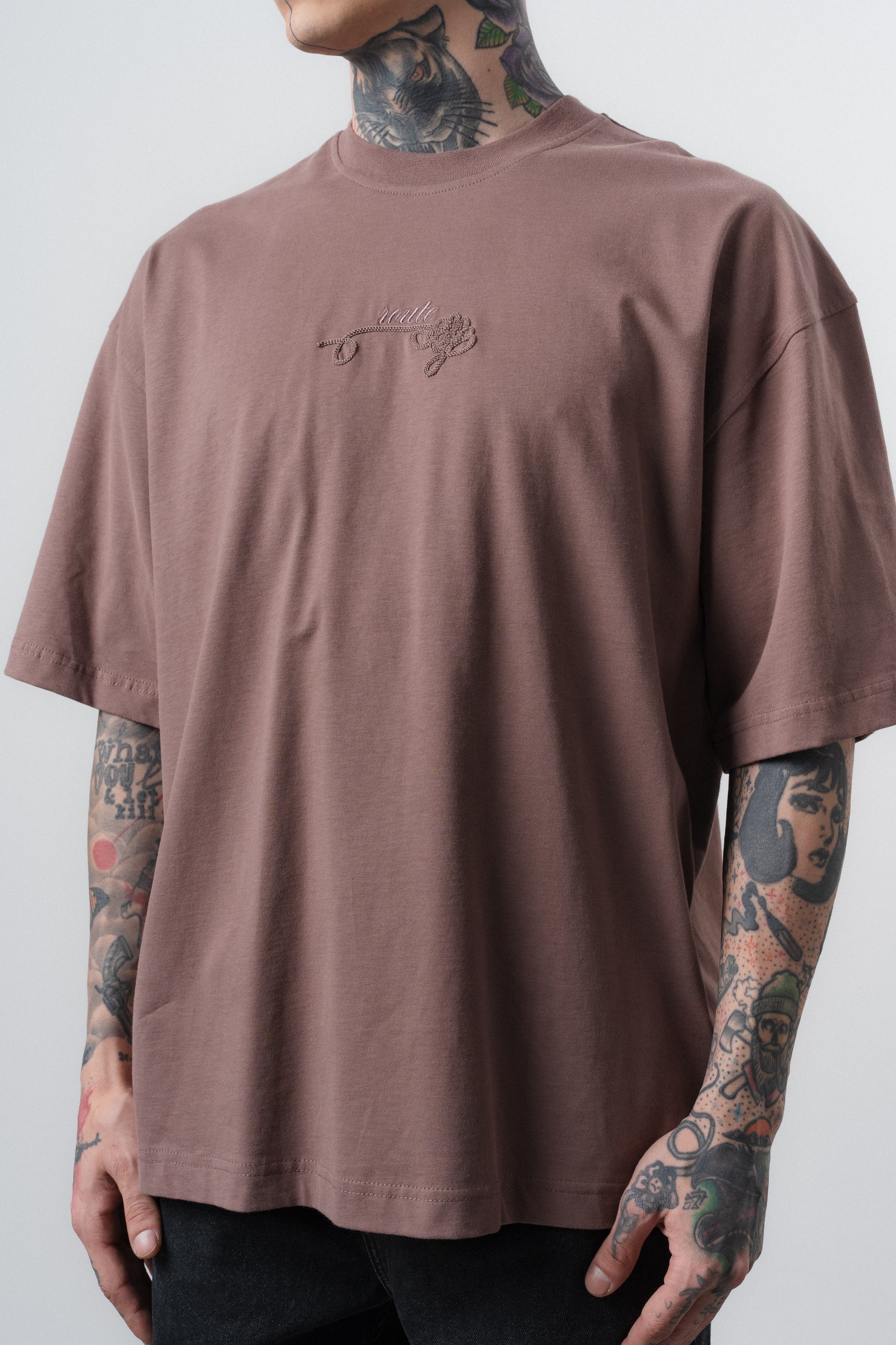 Route Oversized T-Shirt Brown