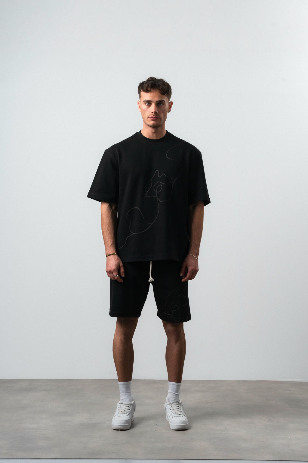 Embroidered Regular Fit Set Black