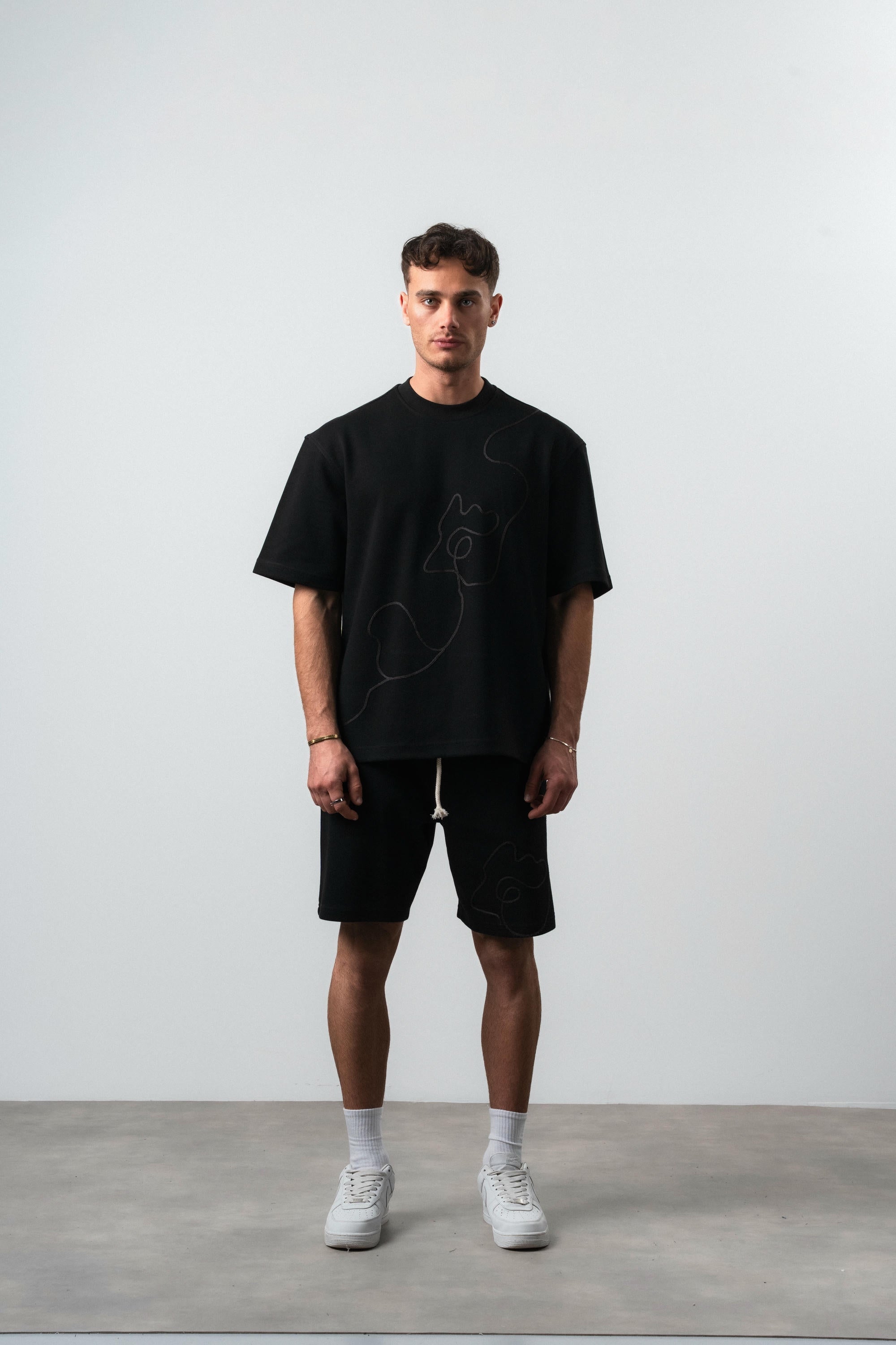 Embroidered Regular Fit Set Black