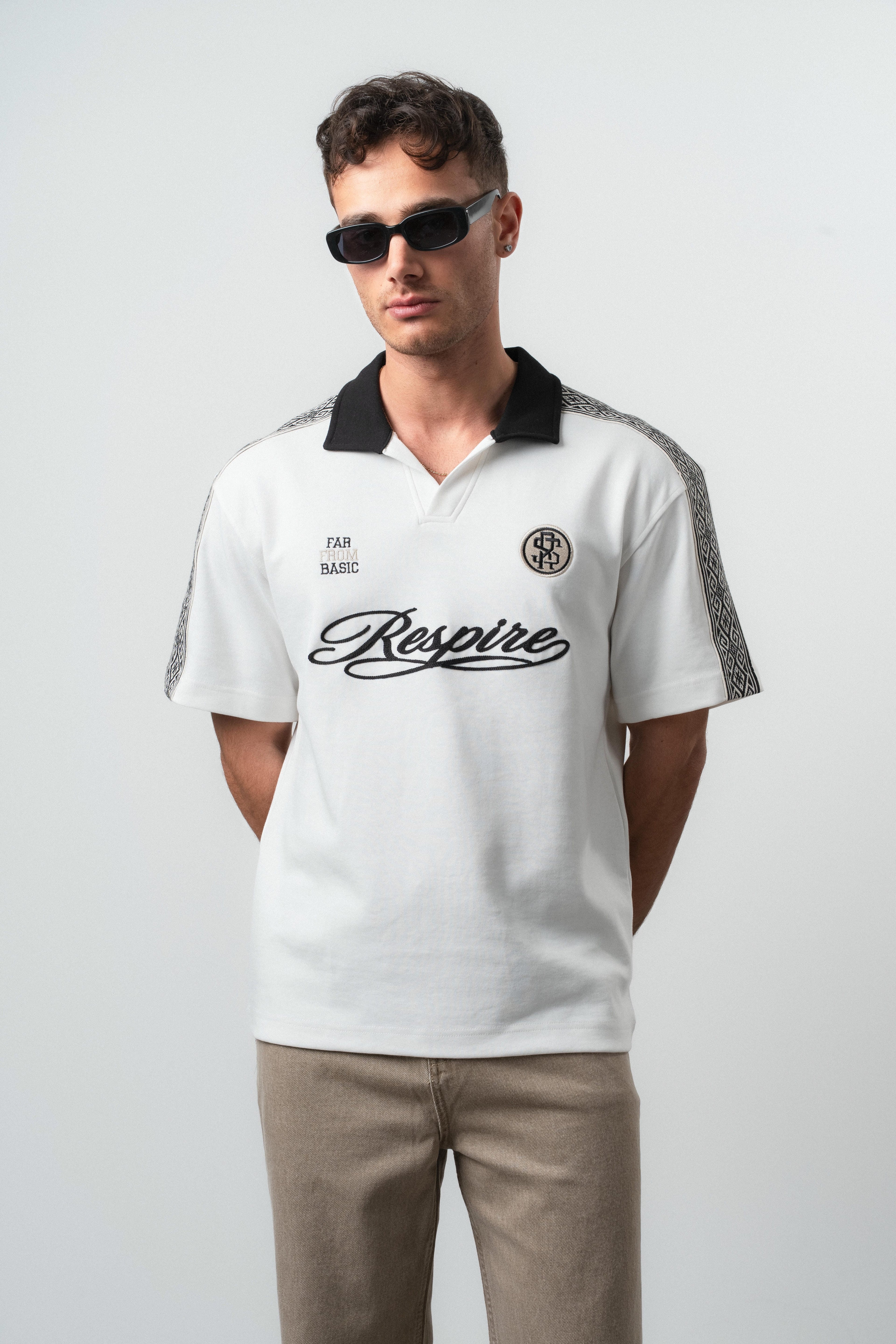 Respire Regular Fit Retro T-Shirt Ecru